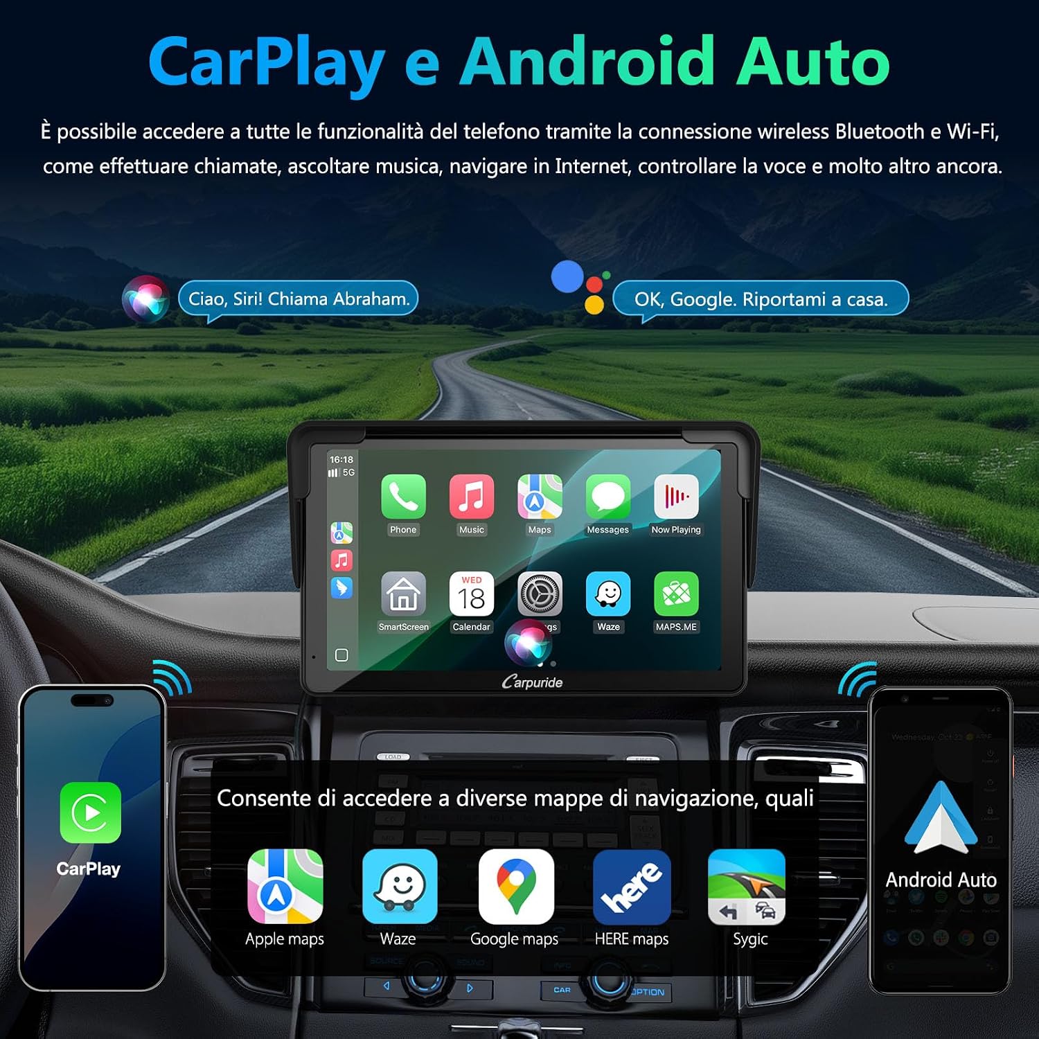 Detalle 2 de Carpuride V3R Schermo CarPlay portatile 7" HD
