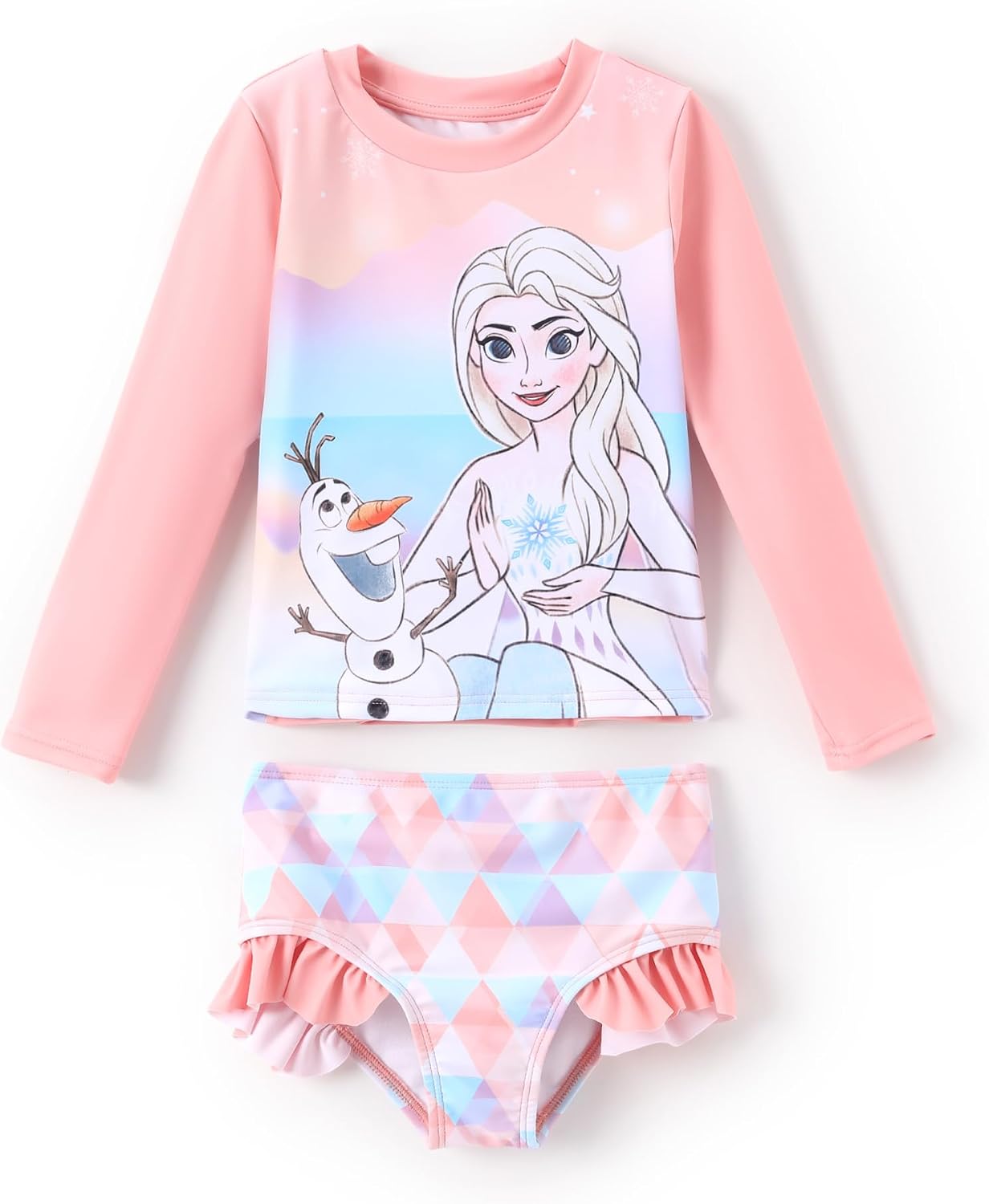 Detalle de Disney Mickey and Friends Girls 2-Piece Long Sleeve Rash Guard Tankini
