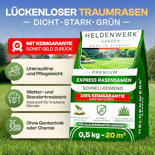 Detalle de HELGENWERK Rasensamen schnellkeimend Sommer 0,5kg – ideal für Neuanlage oder Nachsaat