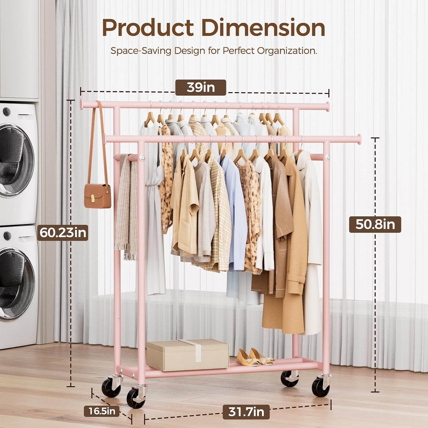 Detalle de HYSEYY Double-Rod Clothes Rack, Size L