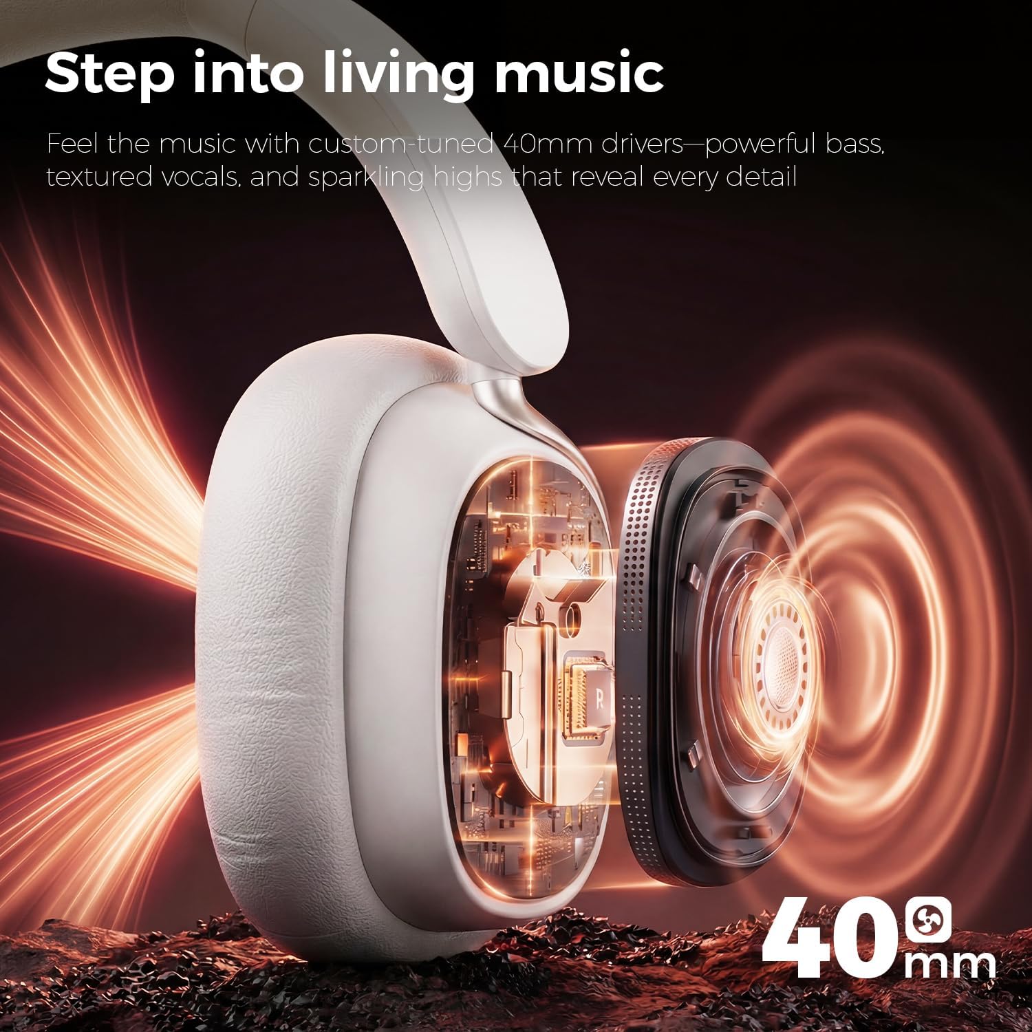 Detalle de Havit SPACE NC01H Hybrid Active Noise Cancelling Over-Ear Bluetooth Headphones (NC01H)