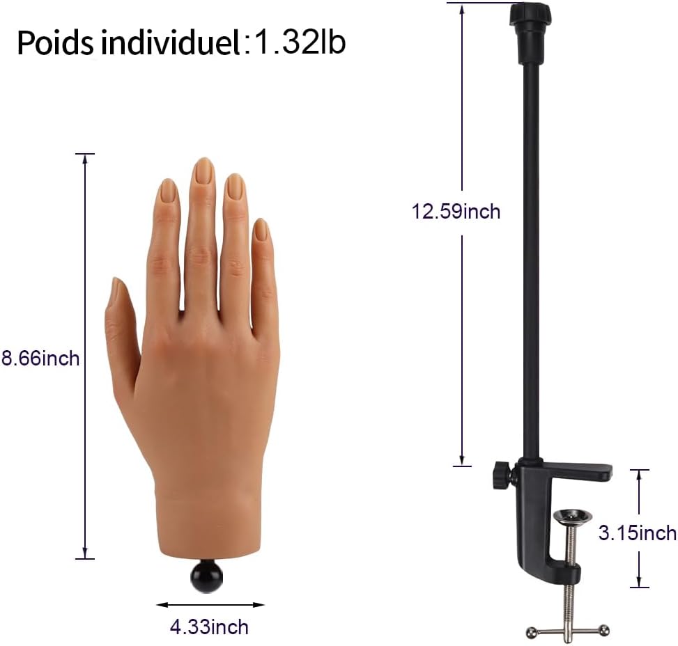 Detalle de KnowU Main d’entraînement manucure avec support pour pose ongles (pratique, réutilisable)