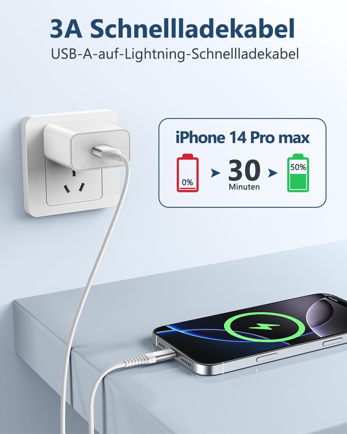 Thumbnail 1 de LumFocus iPhone Lightning Ladekabel (MFi) im 2er-Set: 1 m + 2 m