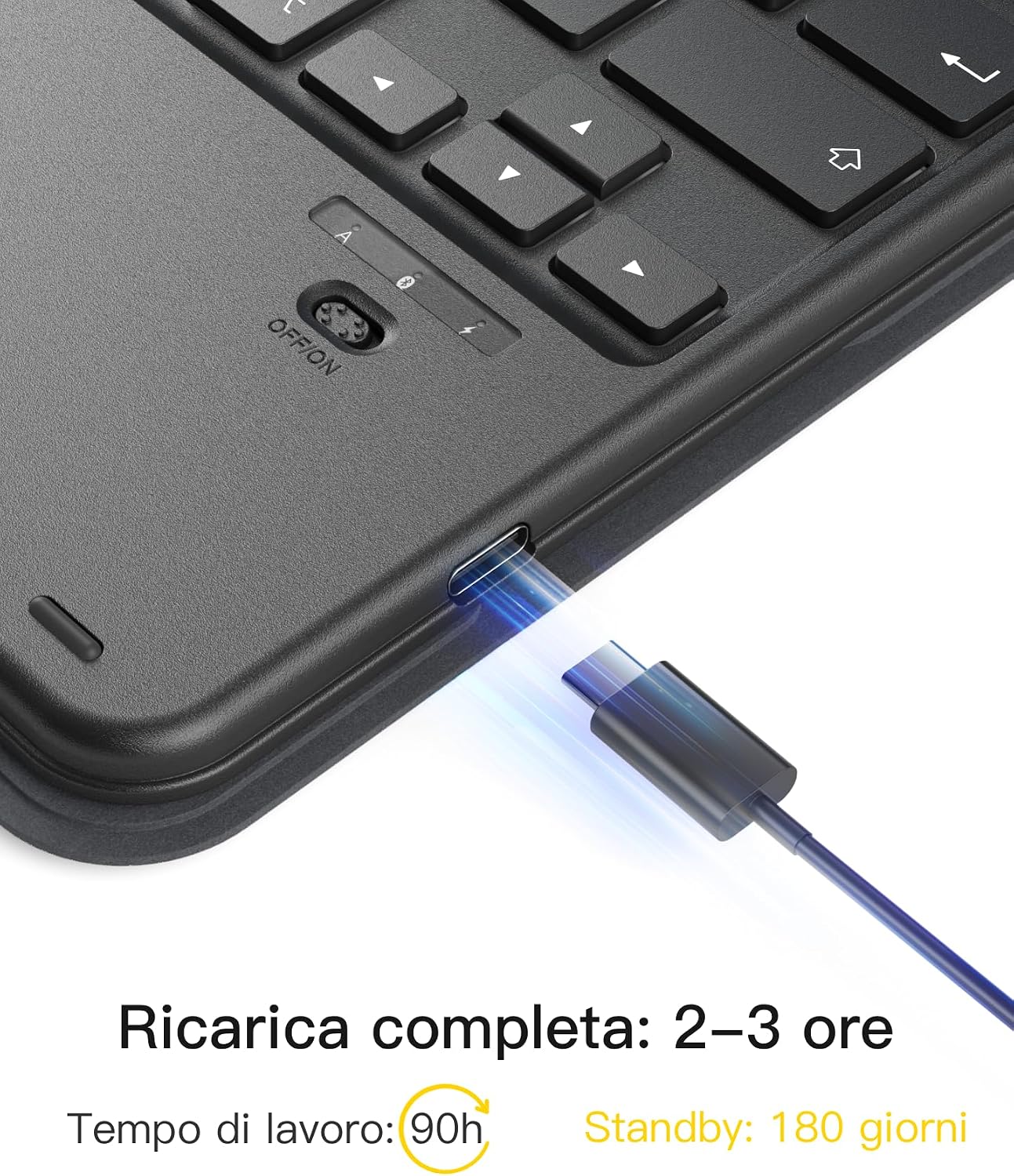 Detalle de Inateck Cover iPad con Tastiera e Trackpad: compatibilità estesa e comodità in un unico accessorio