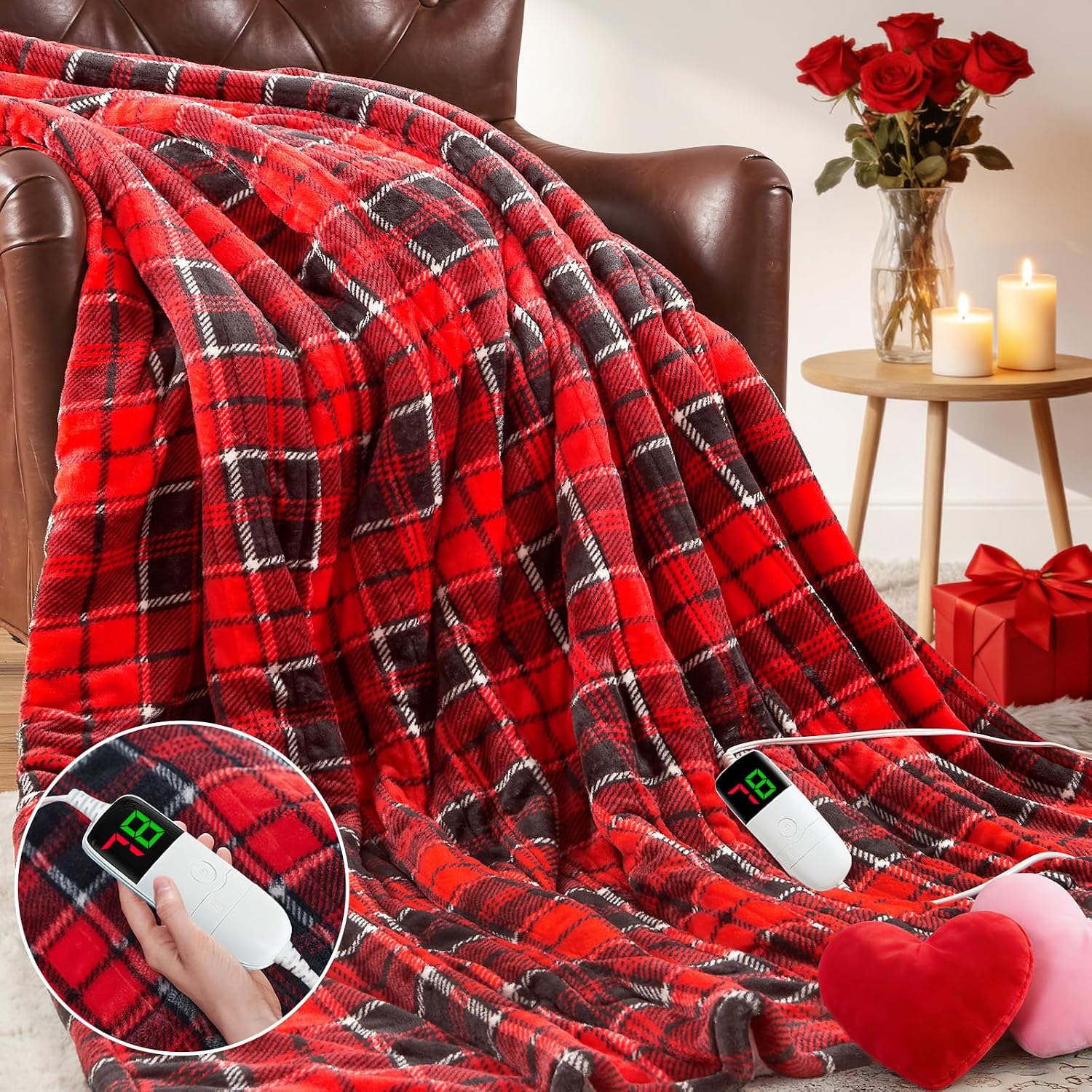 Detalle de Heated Electric Blanket Twin Size 62x84 Soft Sherpa