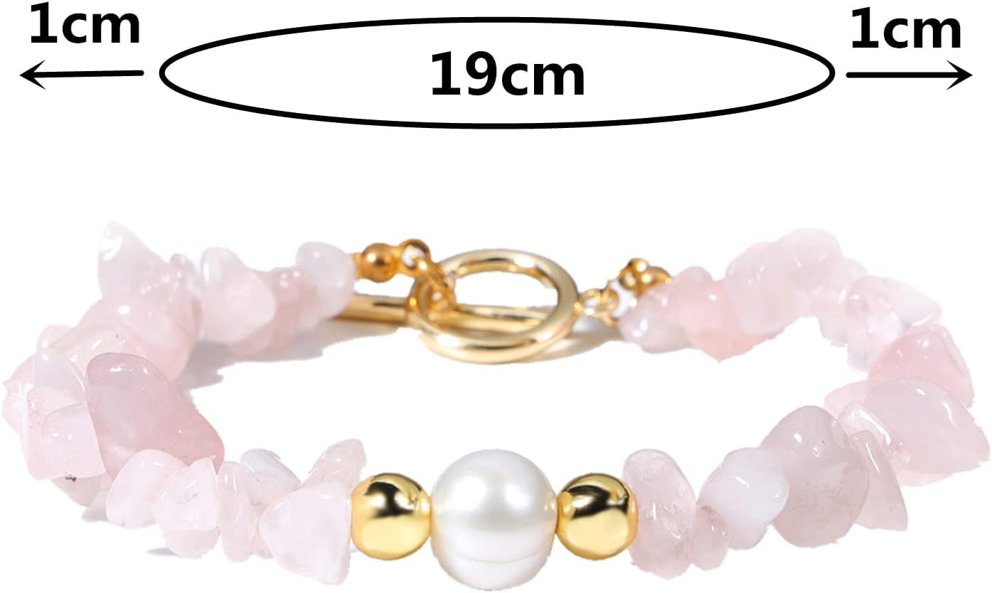 Detalle de MILAKOO Splitterarmband mit echten Perlen – Natursteinarmband für Damen