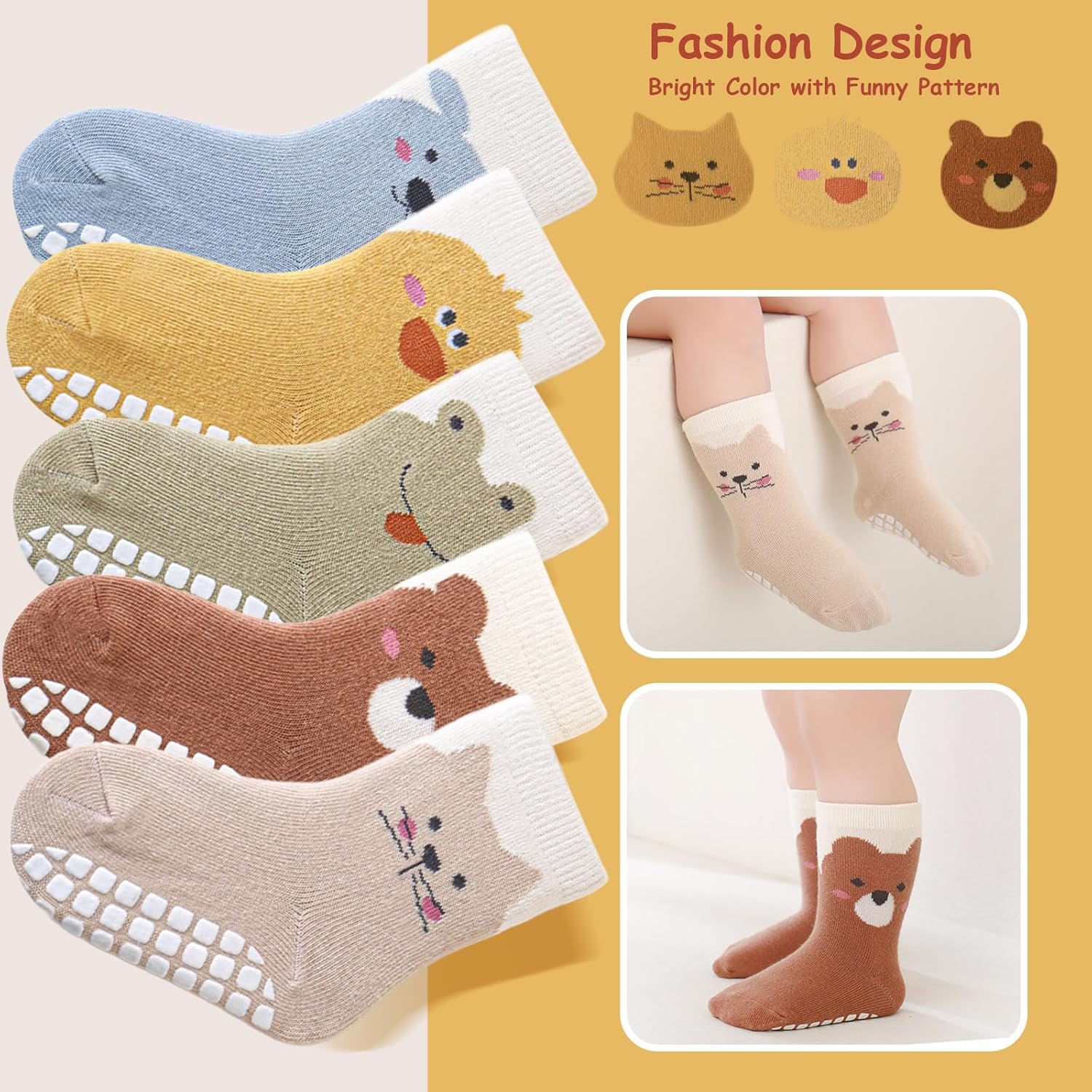 Thumbnail 1 de ZYUPHY Calzini antiscivolo bambino in cotone (5 paia) 0-5 anni