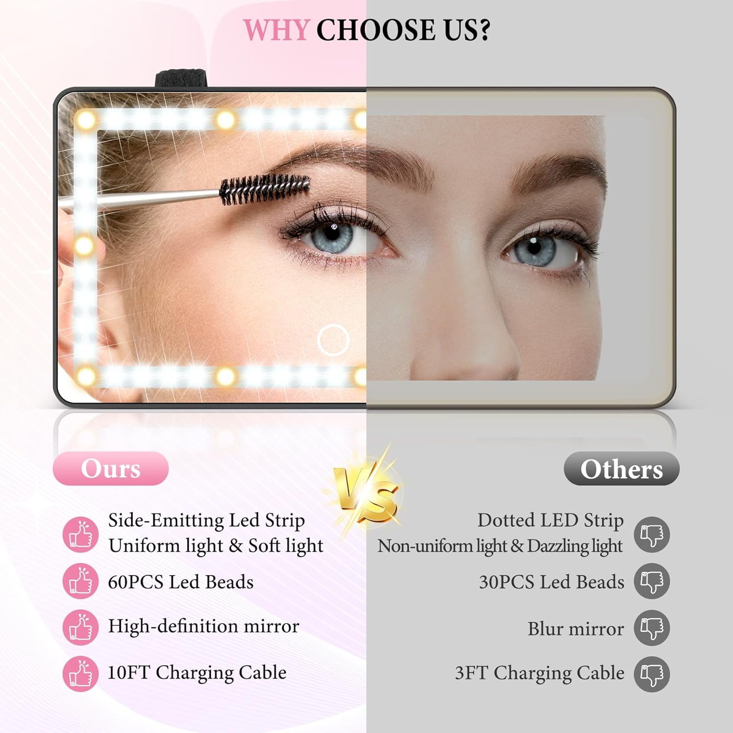 Thumbnail 2 de SINGARO Car Sun Visor Vanity Mirror 60 LEDs