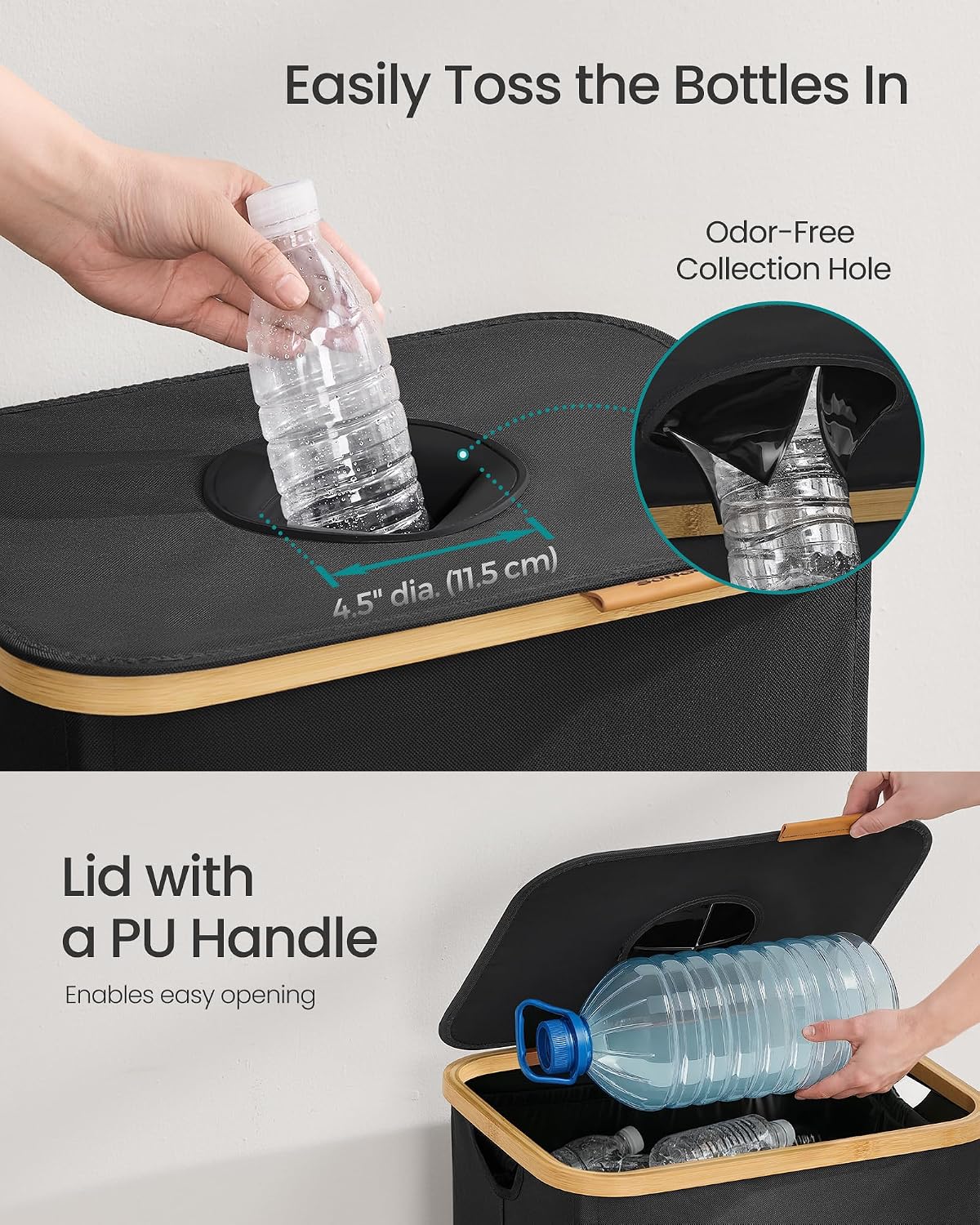 Thumbnail 4 de SONGMICS RRB513B01 135 L Bottle Collection Bin with Lid and Inner Bag