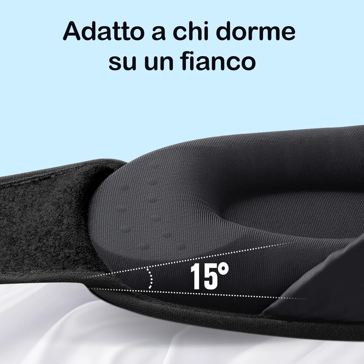 Detalle 2 de INNELO Mascherina per dormire 3D in cotone, nero, regolabile per chi dorme sul fianco