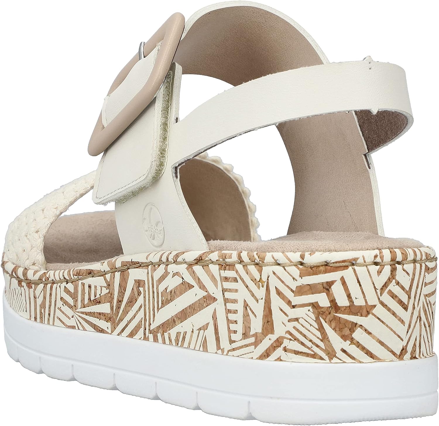 Detalle de Sandale Creme/Porzellan beige – Textiloberteil, Plateauabsatz, mittlere Weite