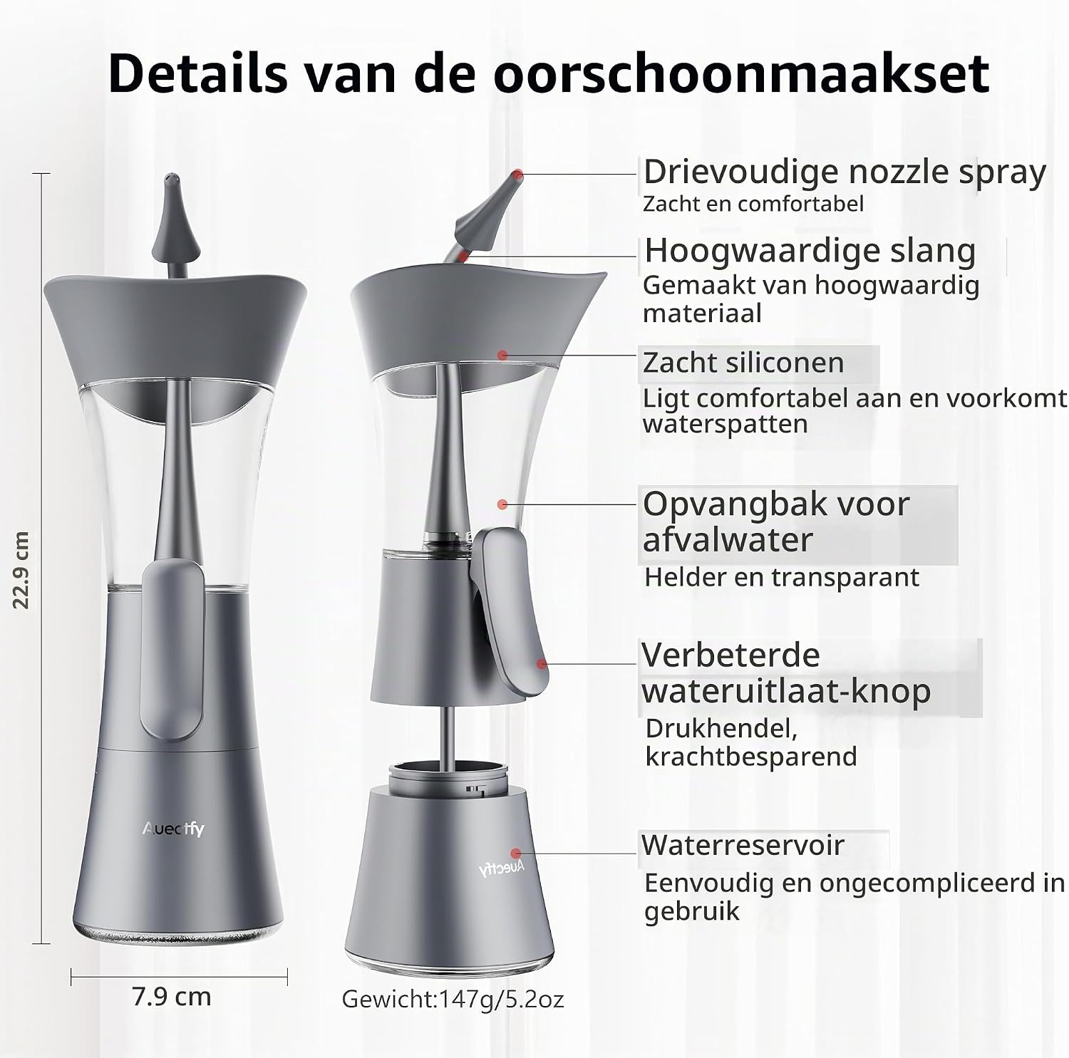 Detalle 2 de Auectfy handmatige oorreinigingsset met siliconen tip en 4 opzetstukken