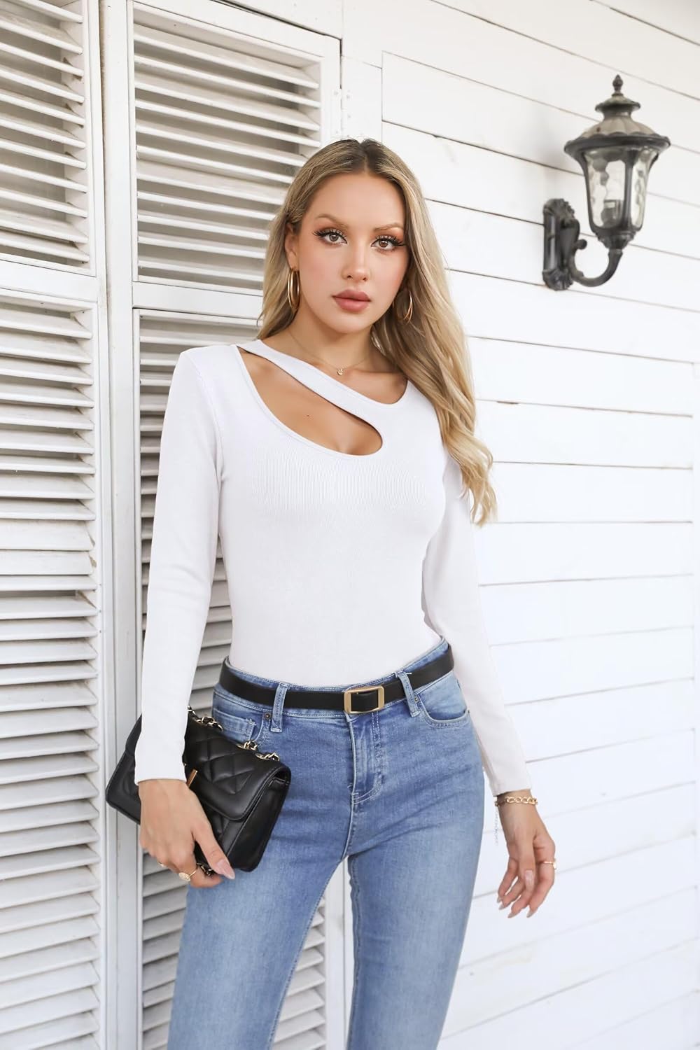 Thumbnail 5 de VICHYIE Langarmshirt mit asymmetrischem Cut-Out