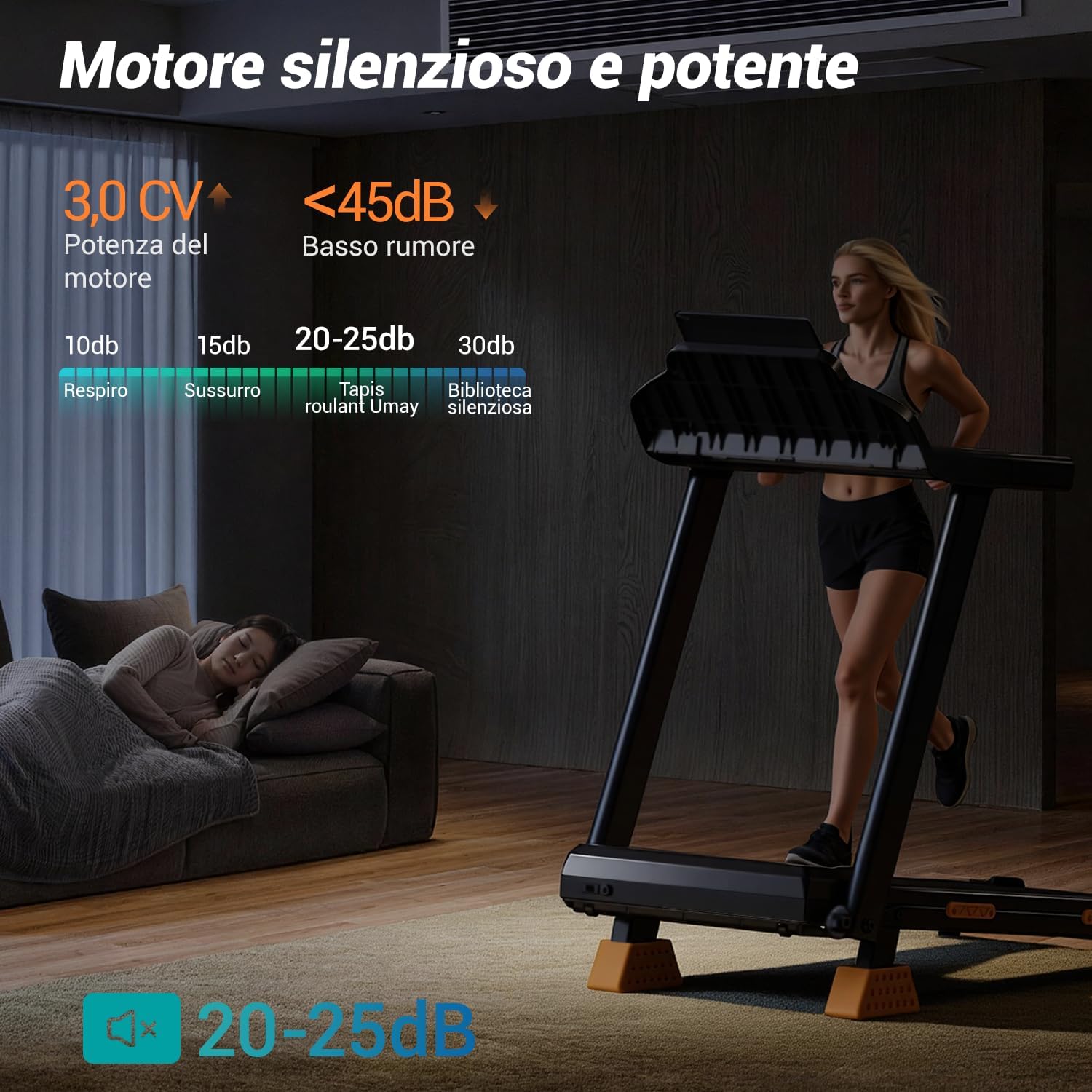 Thumbnail 5 de LONTEK LONTEK Salvaspazio con inclinazione 15% e motore 3.0 HP, tapis roulant pieghevole 12 km/h