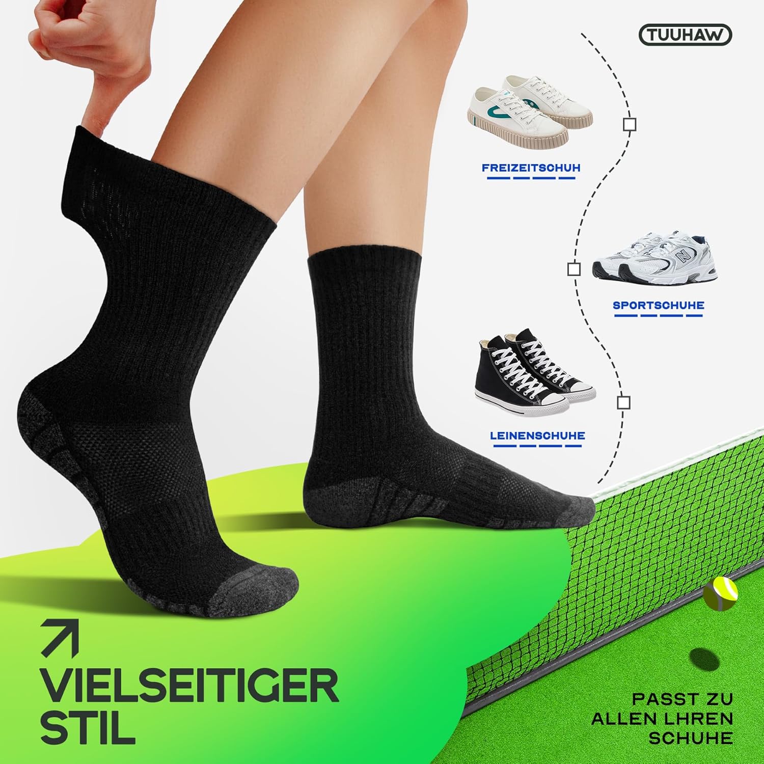 Thumbnail 3 de TUUHAW Cotton Sports Socks for Women (6 Pairs) – Breathable Crew Socks for Running, Walking & Gym