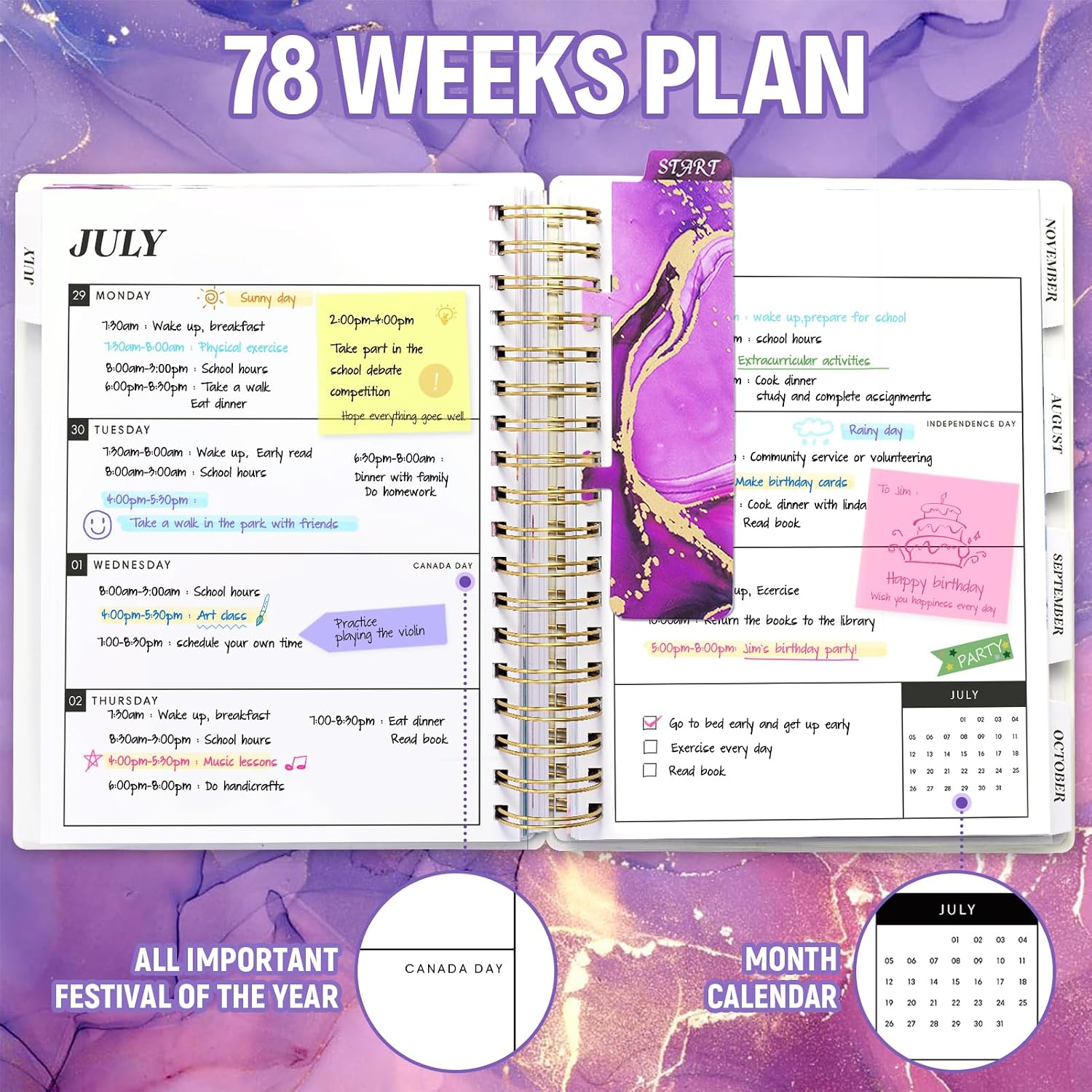 Detalle de montcool MCOPAPPK2407 18-Month Academic Planner, July 2026–December 2027