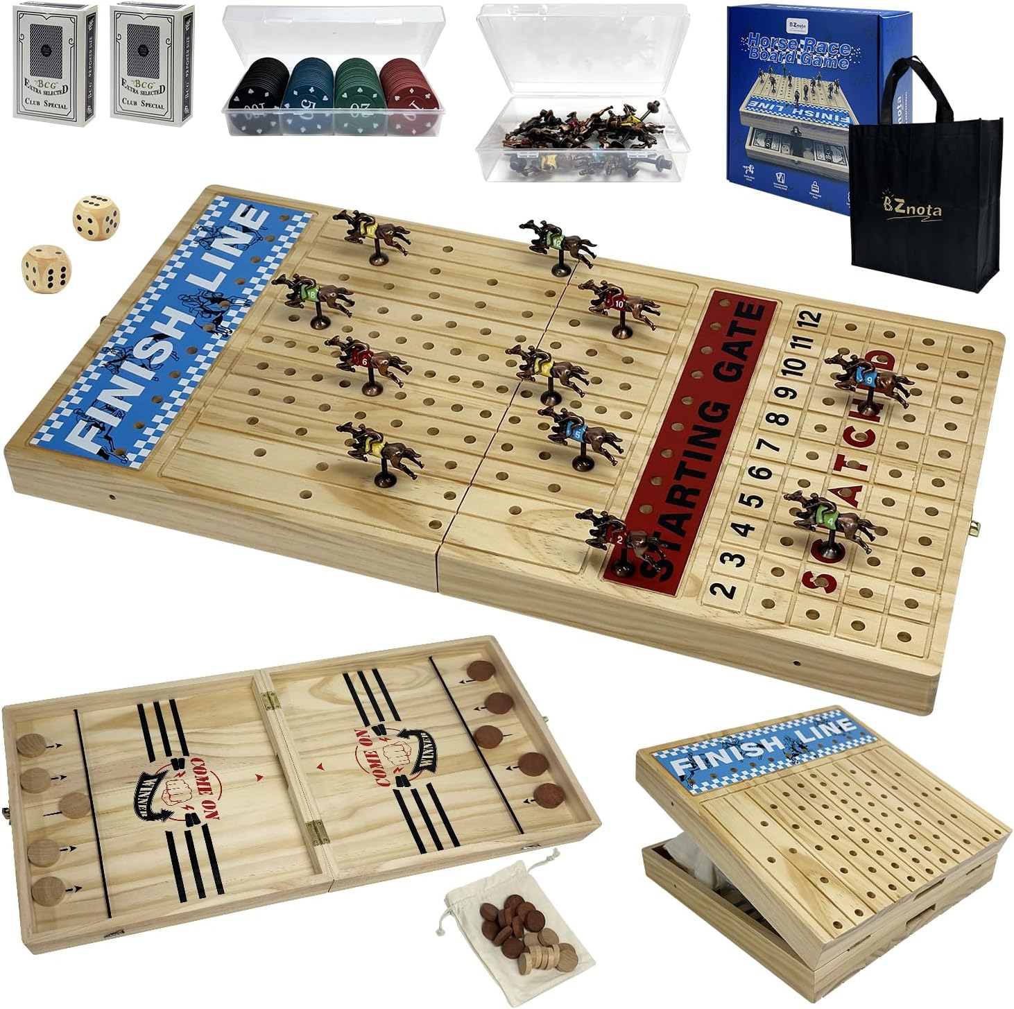 Detalle de Large 23-inch Horse Racing Board Game with 11 Horses 🎲