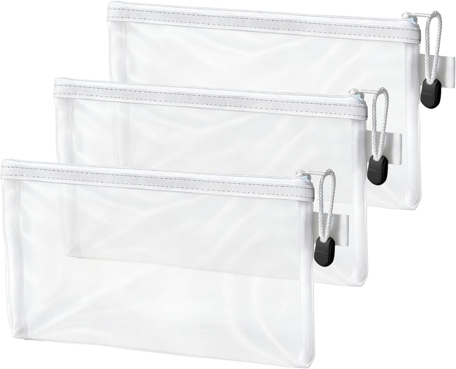 Detalle de AITODOS TA 3White-BD etuis met rits, set van 3 van nylon gaas