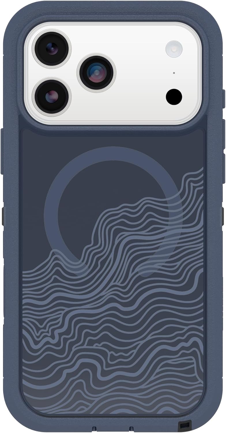 Detalle de OtterBox iPhone 17 Pro Max Defender Series Pro XT Clear Case – Offgrid Blue