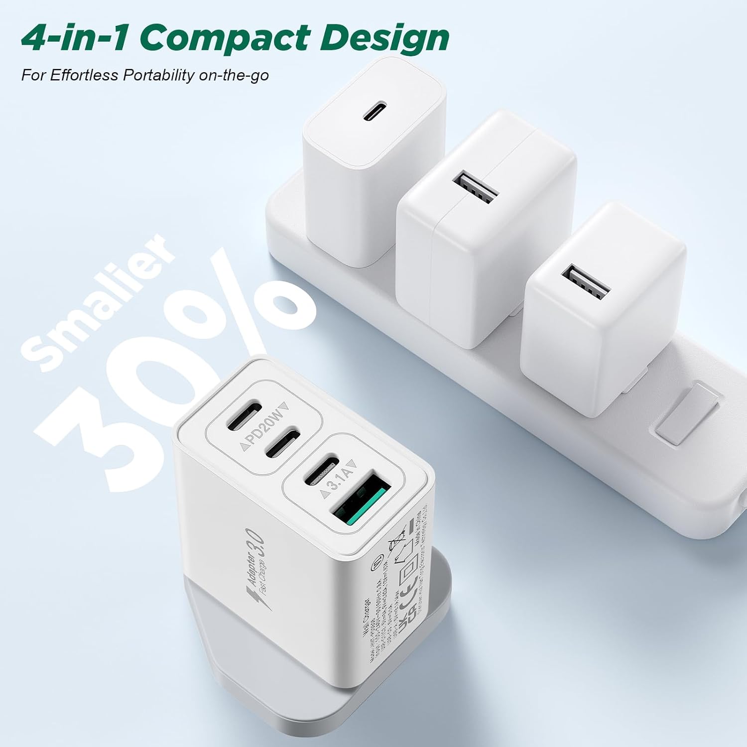 Detalle 2 de USB C Plug charger 4 ports fast