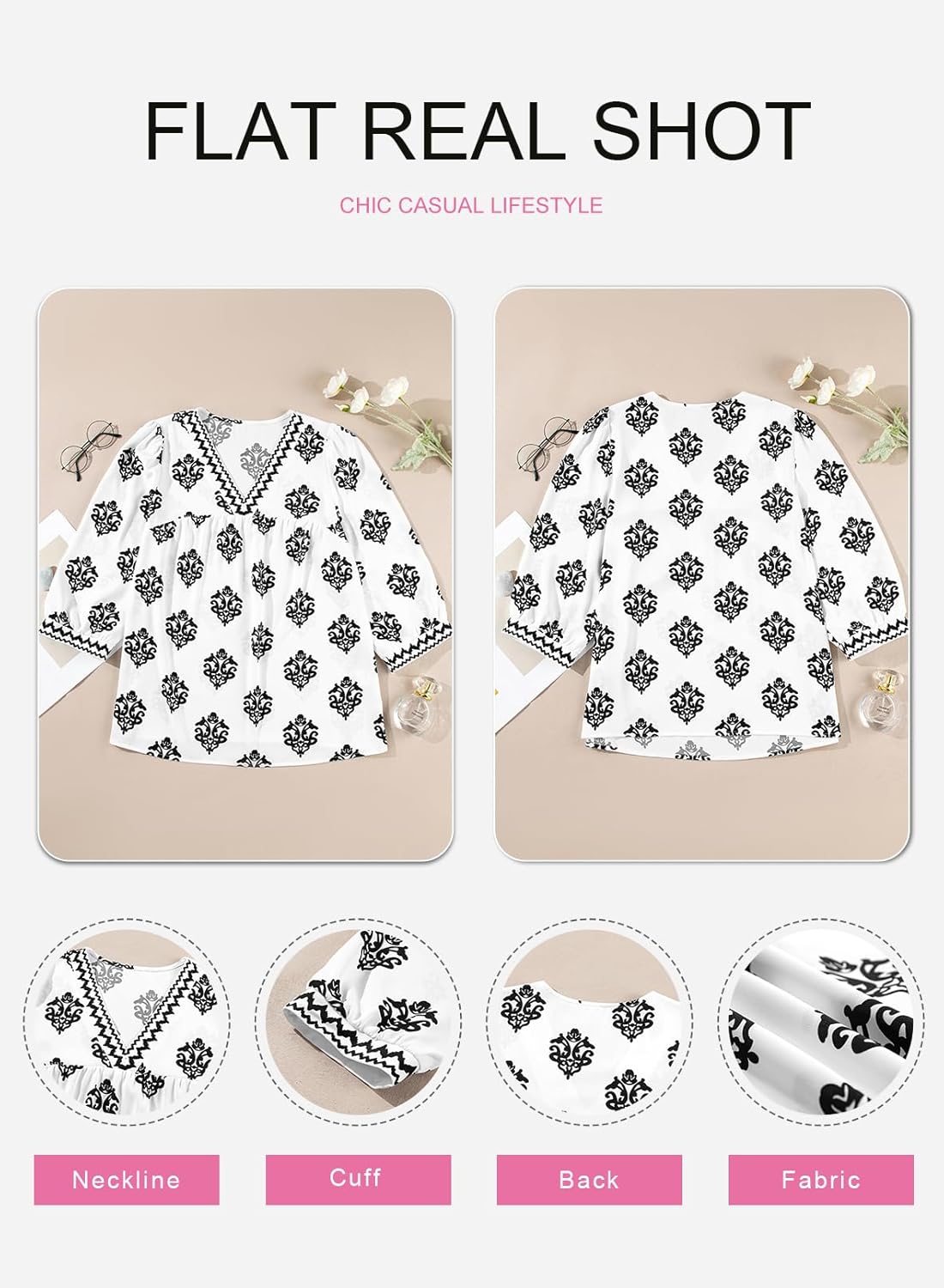 Detalle 1 de Women’s V-neck Floral Chiffon Blouse