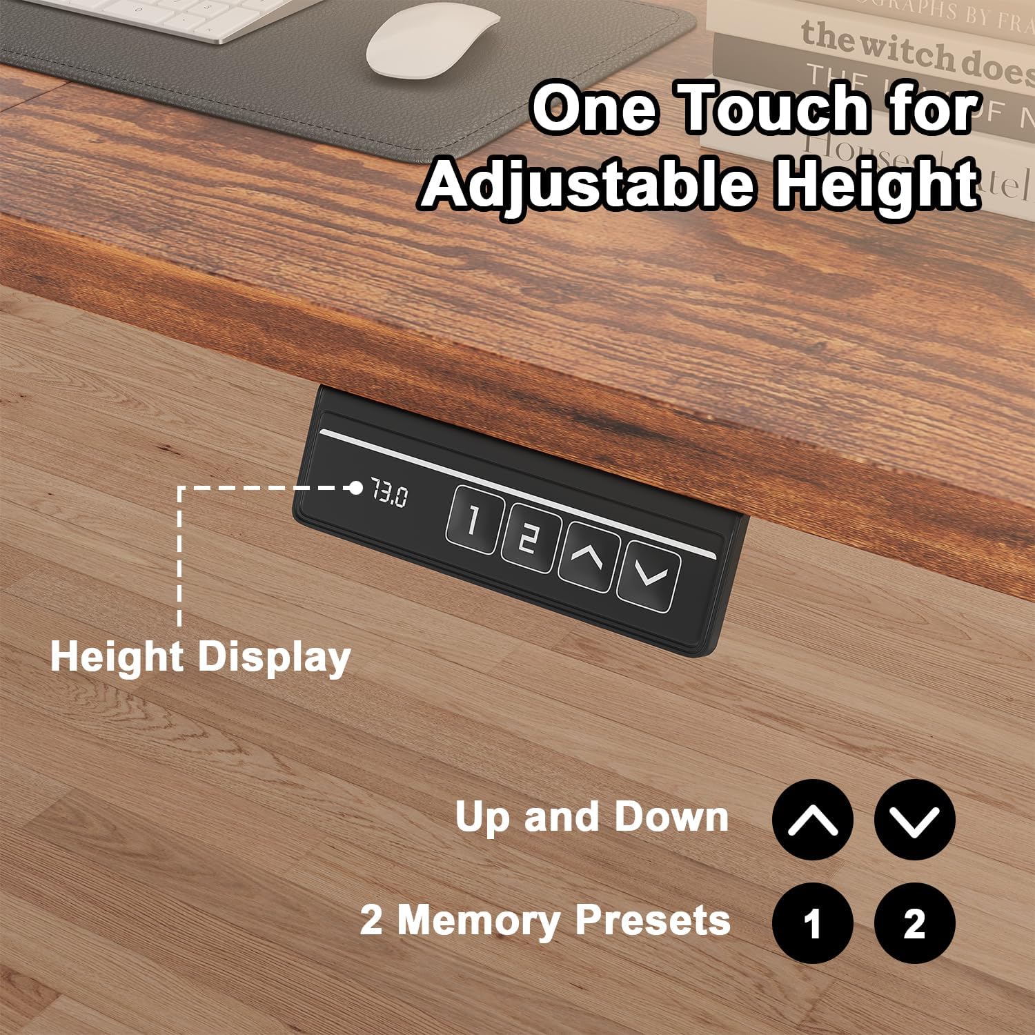 Detalle de JUMMICO Scrivania regolabile in Altezza 140 x 60 cm – Ufficio elettrica con memoria