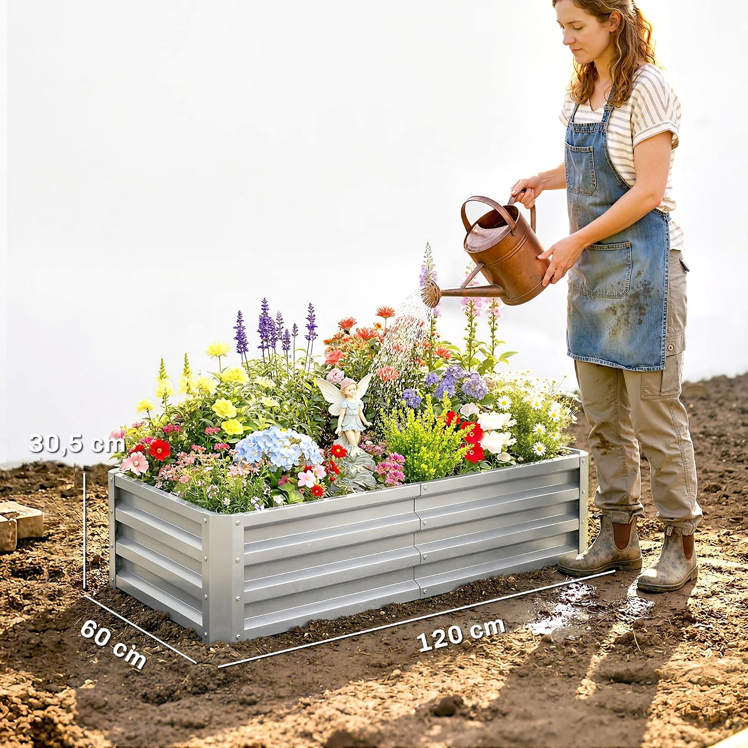 Thumbnail 6 de Outsunny 845-039V01SR verhoogde plantenbak van verzinkt staal, 120 x 60 x 30,5 cm