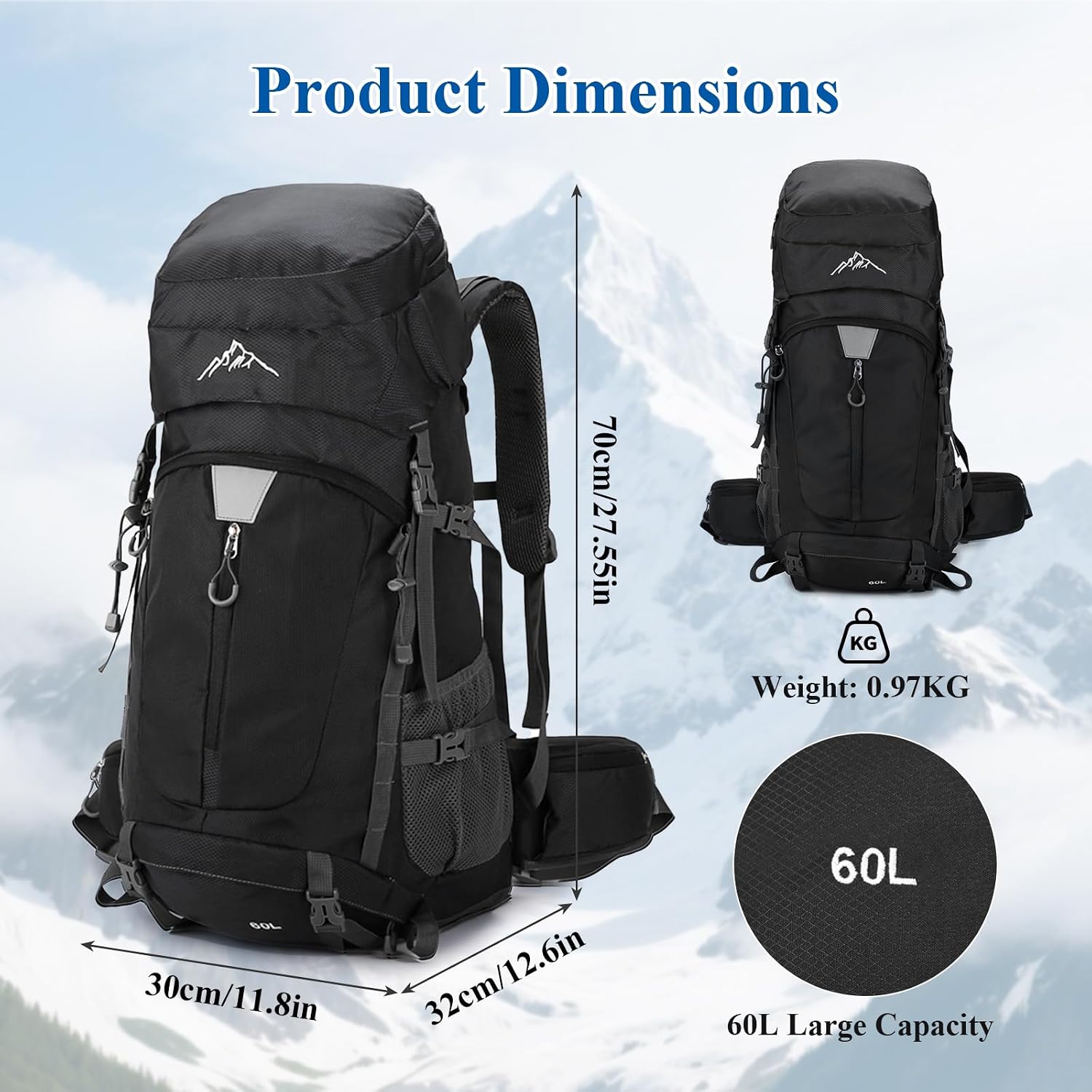 Thumbnail 6 de Mingfuxin 60L Hiking Backpack: Lightweight, Waterproof Daypack for Multi-Day Adventures