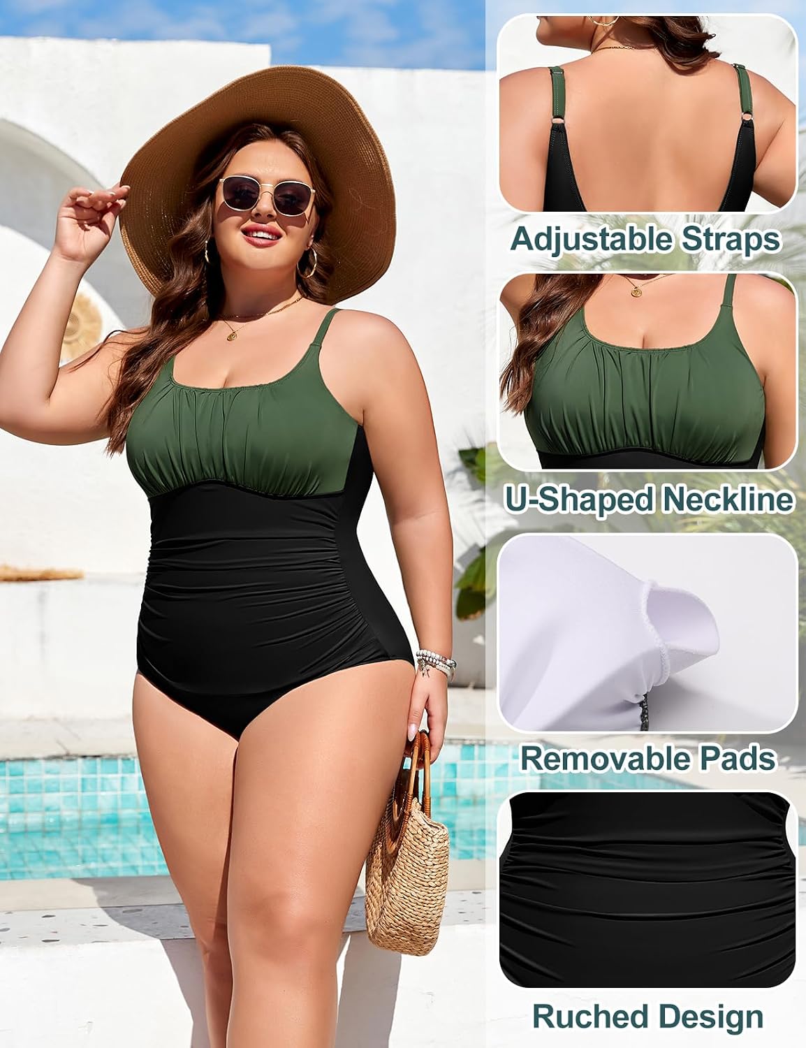 Thumbnail 5 de Tuopuda Costume da Bagno Intero Donna Taglie Forti L-4XL