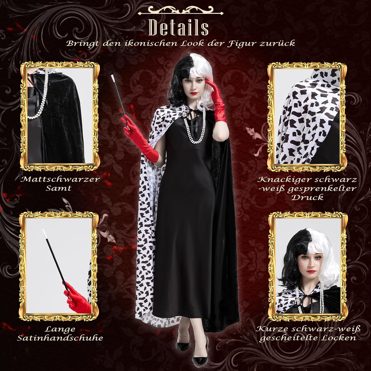 Detalle de Beeoecm Cruella Devil Kostüm Damen 160 cm 🎭