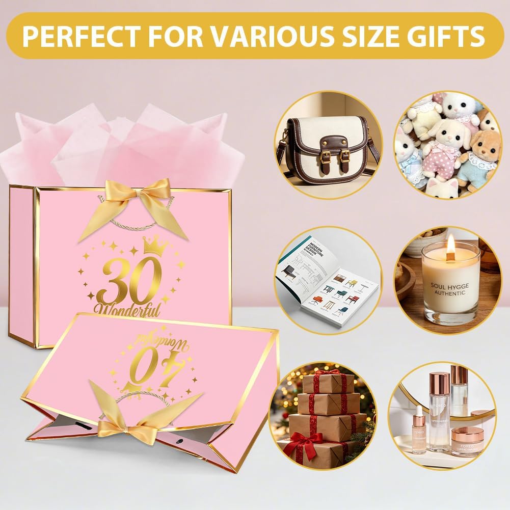 Detalle 2 de OFFCUP 18th Birthday Gift Bag, Rose Gold, 28 x 20 x 10 cm
