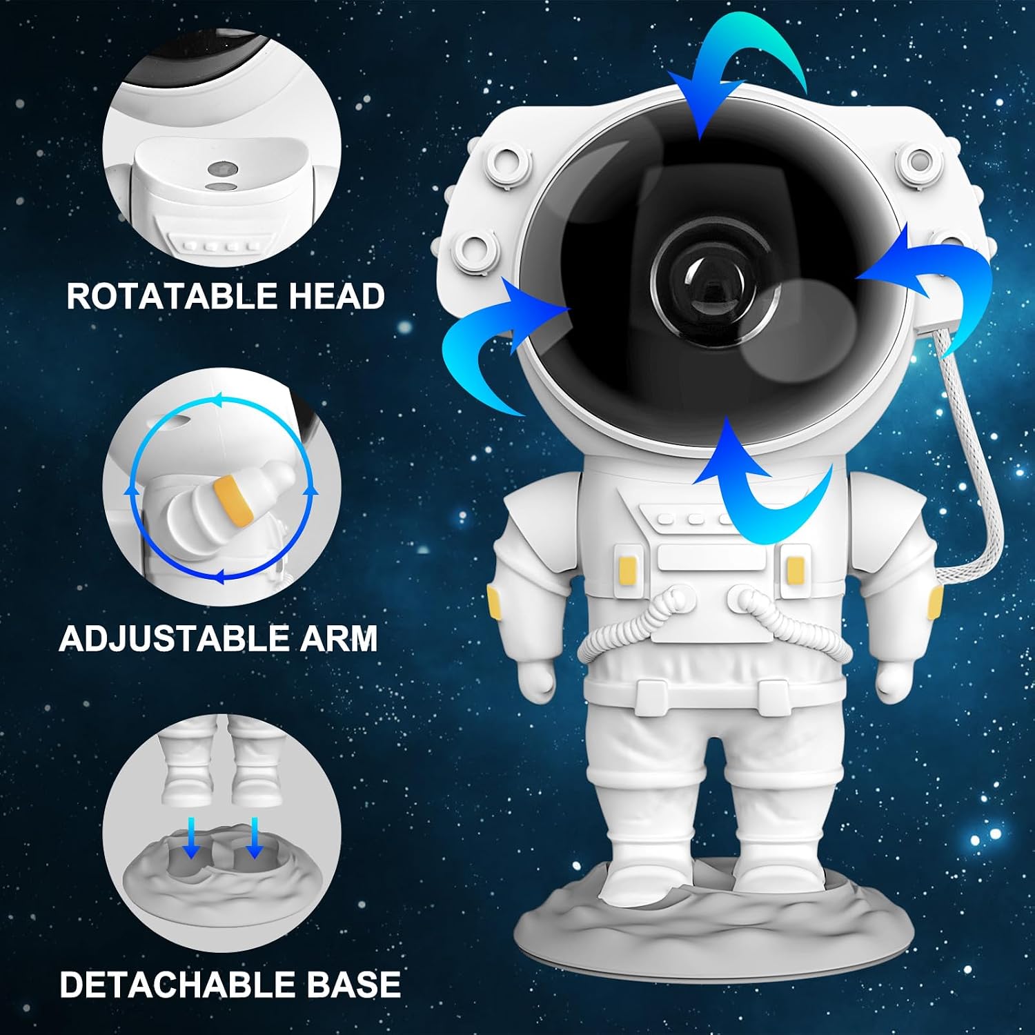 Detalle de Nigecue Astronauten LED Sternenhimmel-Projektor mit Fernbedienung – beruhigender Sternenhimmel für Schlafzimmer und Homekino