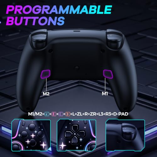 Detalle 2 de Pogriko manette sans fil pour PS5, PS5 Pro et Slim, éclairage RGB et boutons arrière