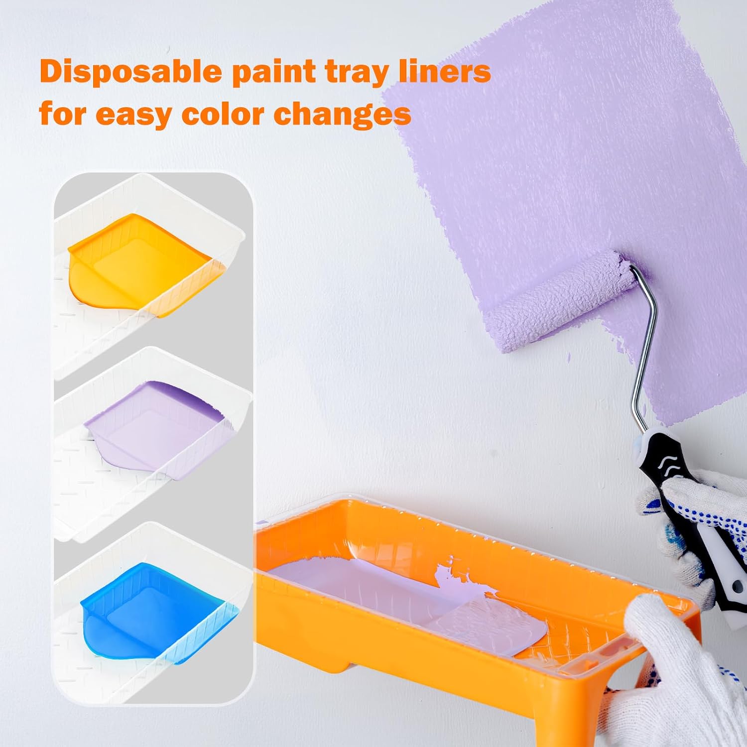 Detalle 2 de Mister Rui 4" Paint Tray Liner System: Disposable Tray with 15 Liners for Easy Colour Switching