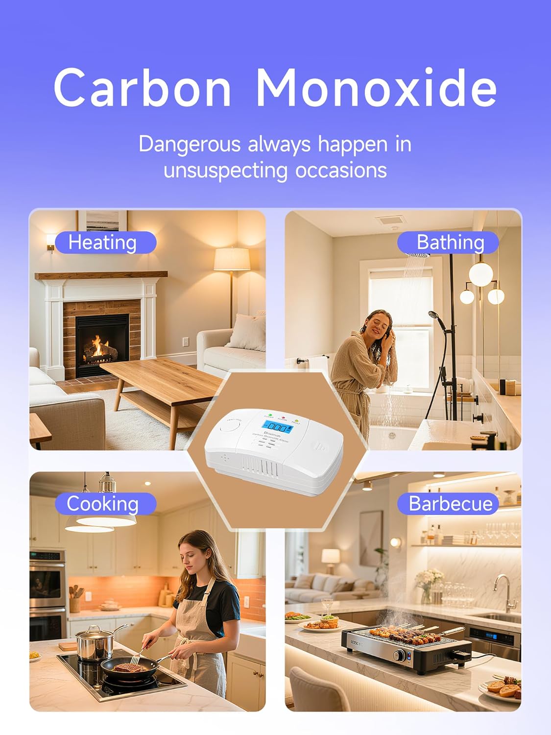 Thumbnail 5 de Heiman Carbon Monoxide Detector 10‑Year CO alarm 📟