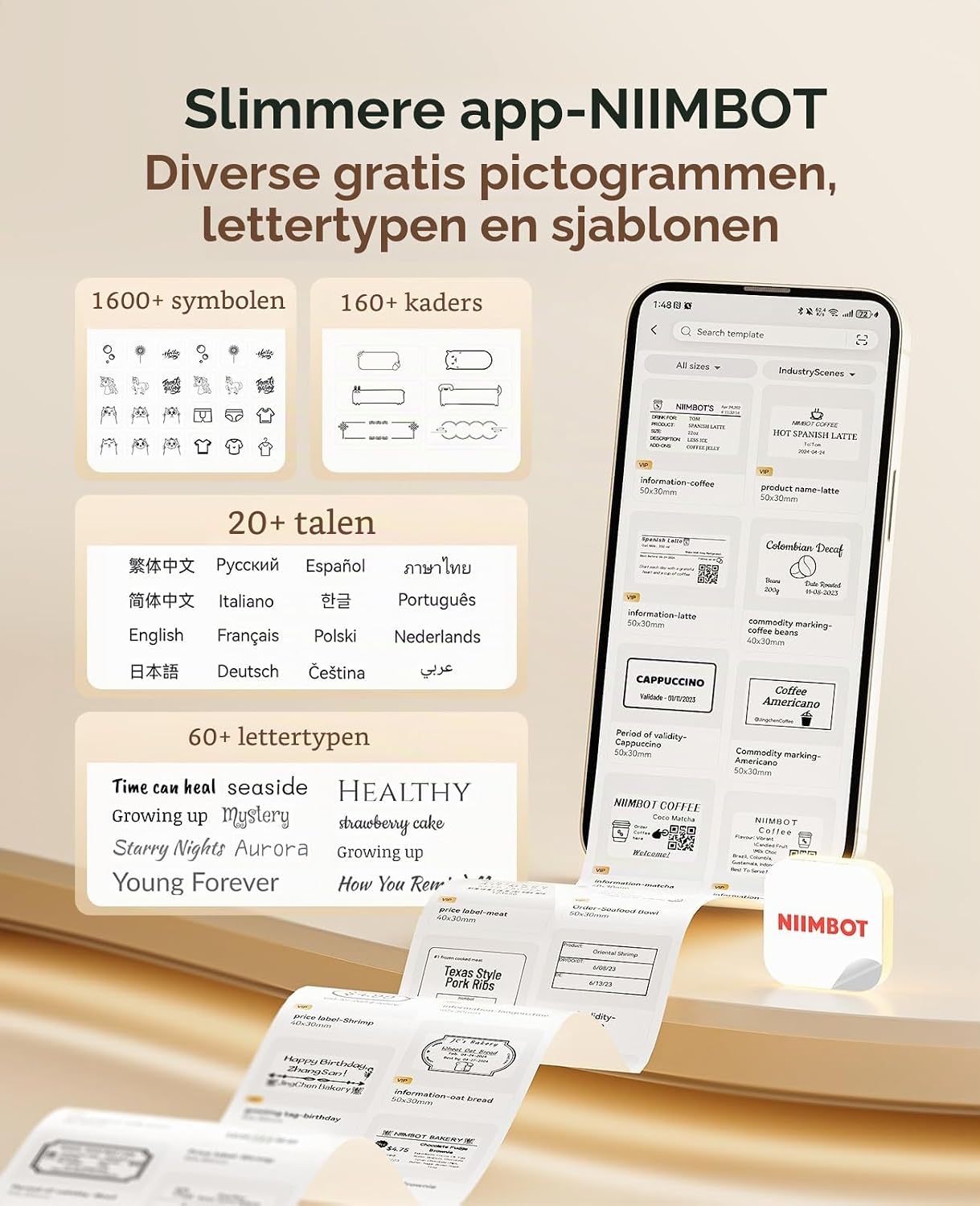 Thumbnail 6 de NIIMBOT B21 Pro labelprinter, 300 dpi, Bluetooth en rood-zwarte afdrukken
