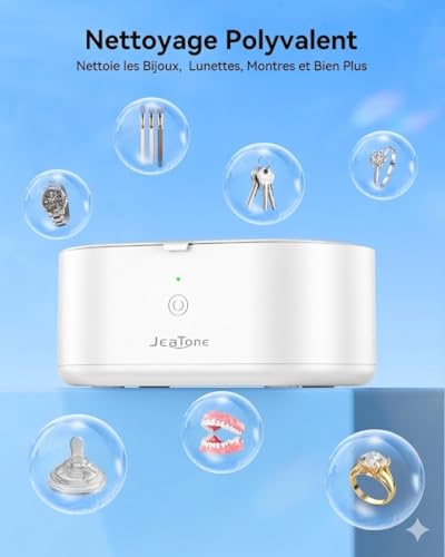 Thumbnail 6 de JeaTone Nettoyeur Ultrasons 46 kHz 600 ml – Bain Ultra-sonique Portable pour Bijoux, Lunettes, Dentiers et Montres