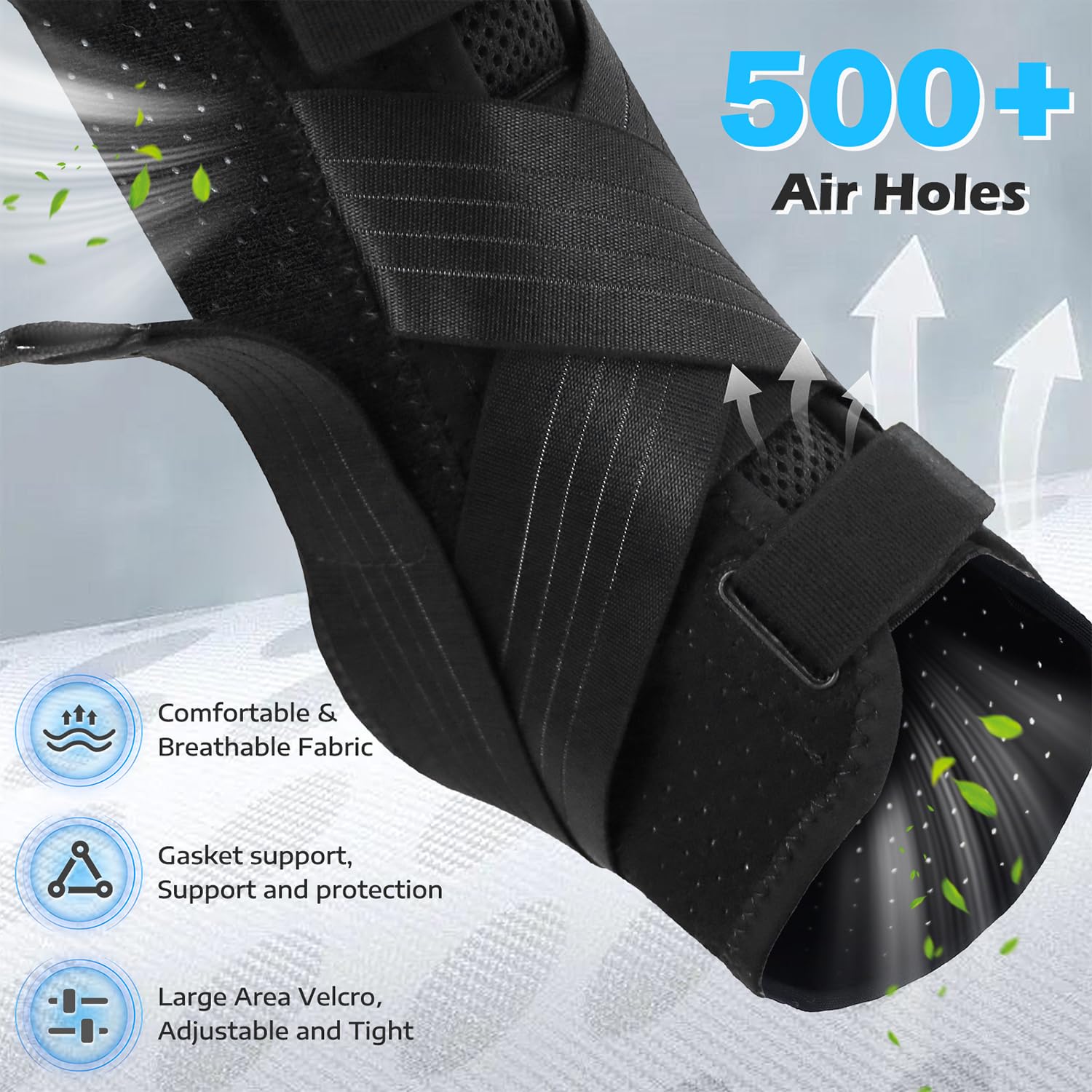 Detalle de HiheXien Medium Ankle Brace with Adjustable Straps and Removable Side Splints