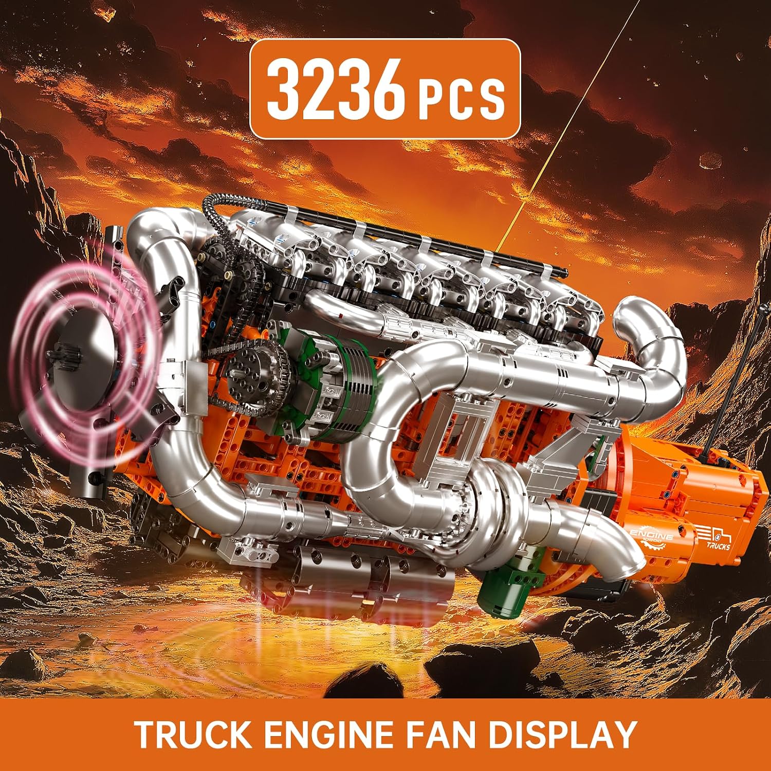 Thumbnail 2 de Mould King 10200 V8 Motor Technik-Modellbausatz mit Getriebesimulation (3.472 Teile)
