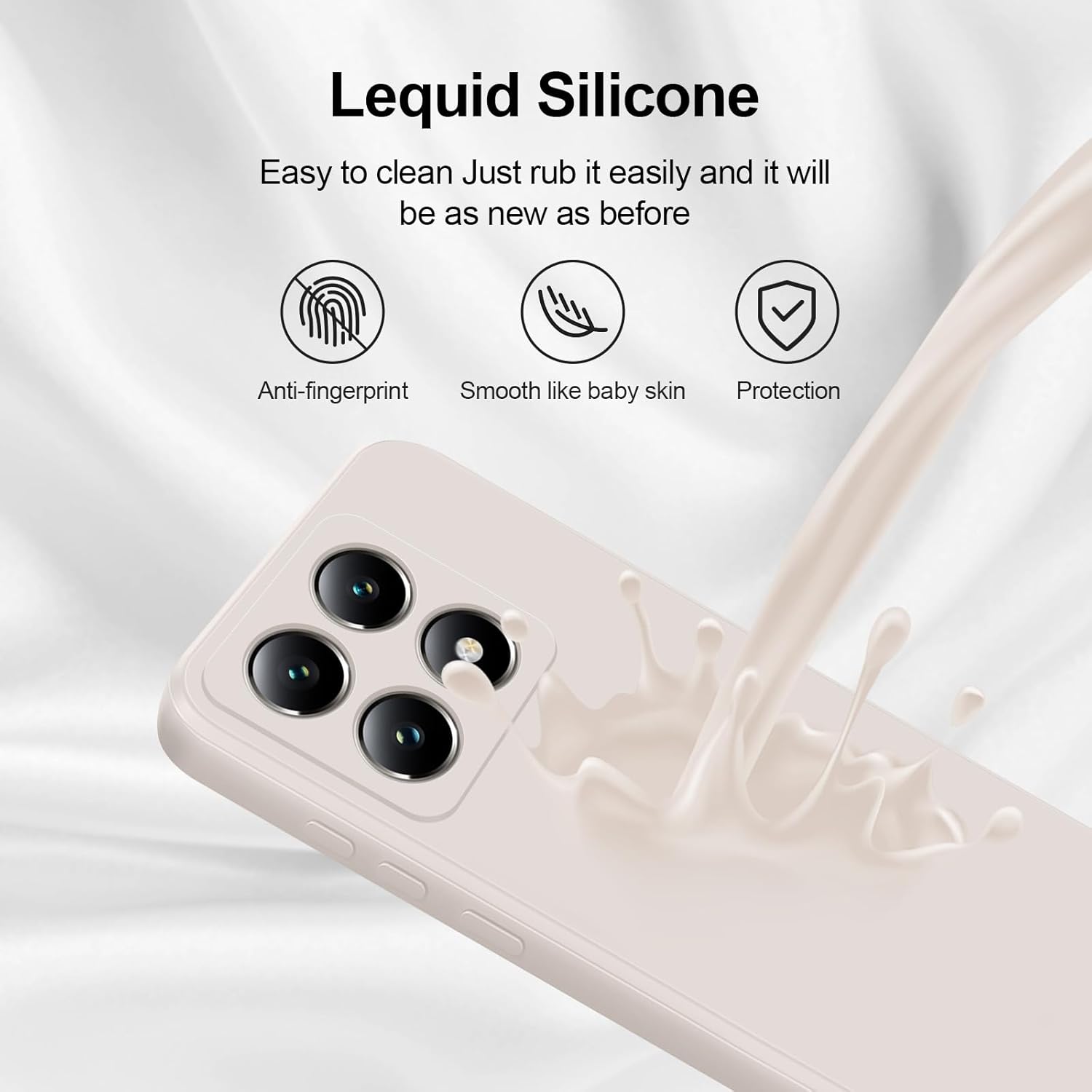 Thumbnail 3 de GiiYoon Liquid-Silicone Hülle für Xiaomi 14T – Rundumschutz mit weichem Mikrofaserfutter (weiß)