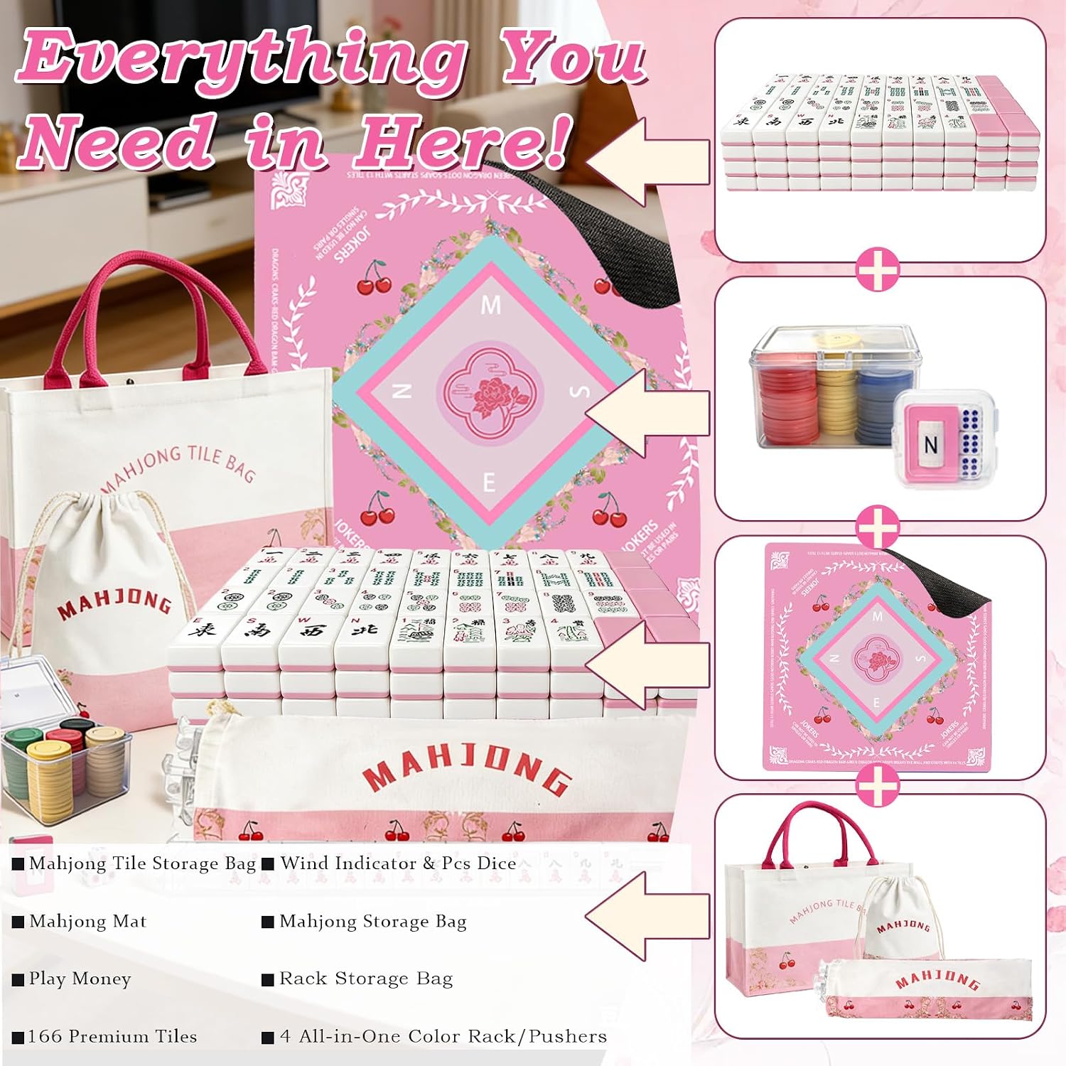 Detalle 2 de GUJYUYIF American Mahjong Set with Melamine Tiles
