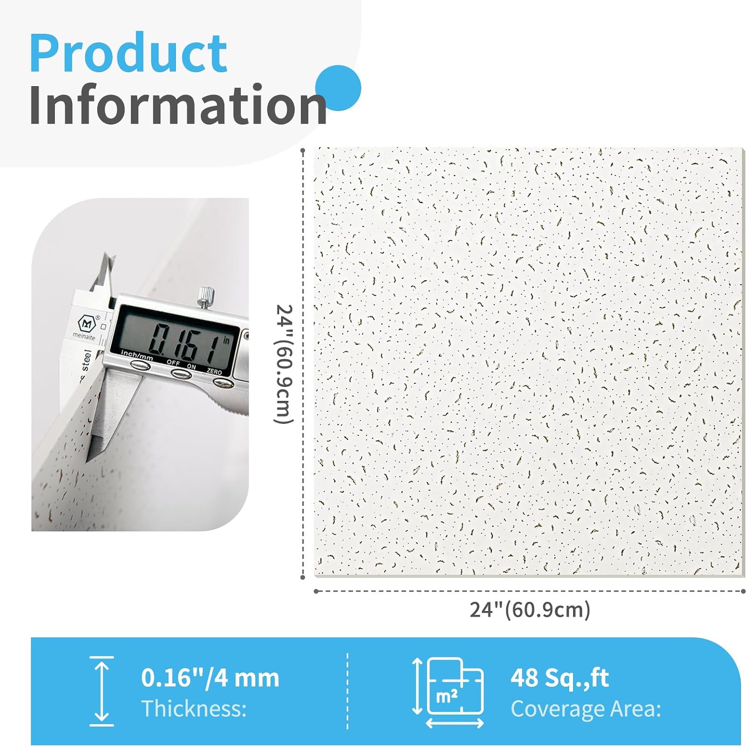 Detalle 2 de Art3d 2 x 2 ft PVC Drop Ceiling Tiles, White, 12-Pack