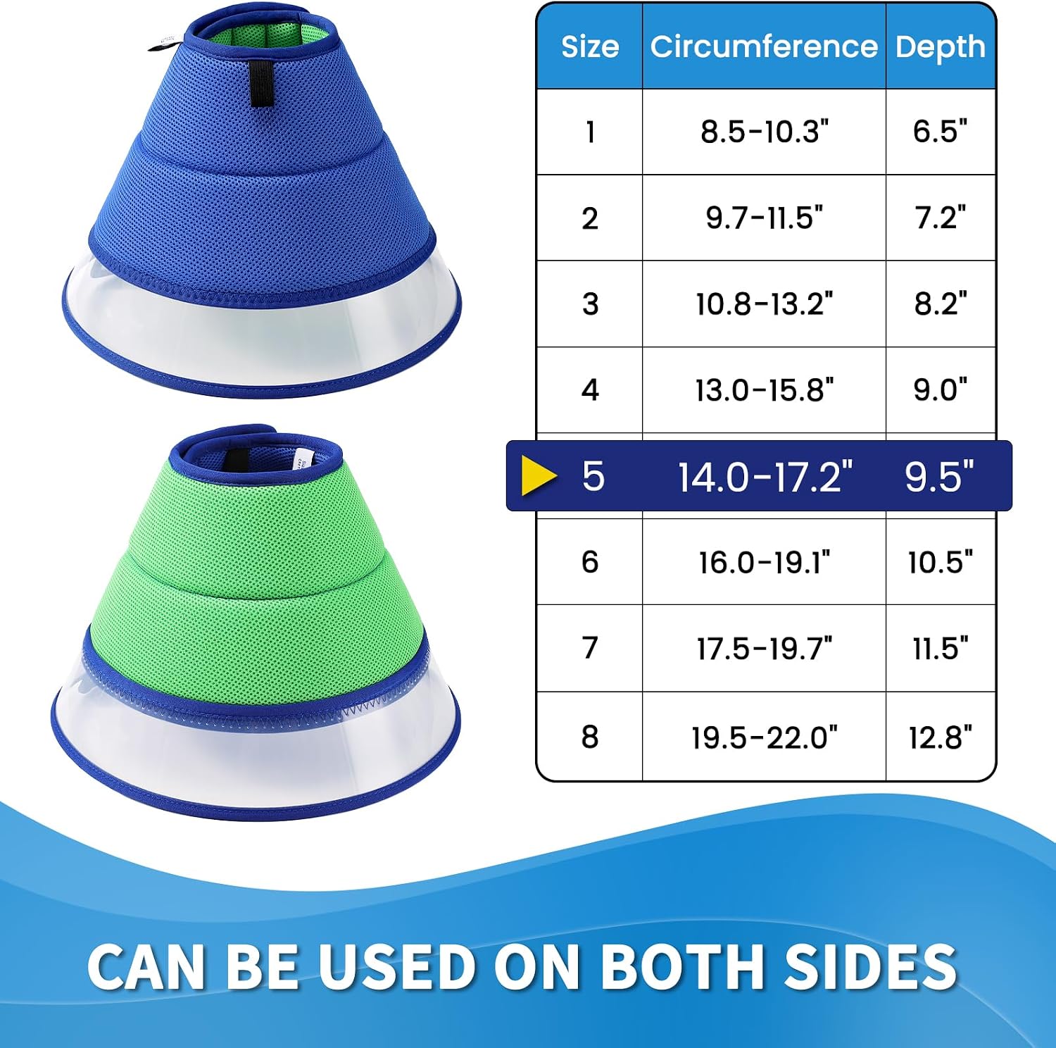 Detalle de Soft Dog Cone Collar for Post-Surgery Protection and Recovery (Blue, Size 5)