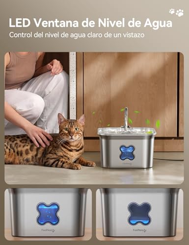 Thumbnail 6 de FEELNEEDY Fuente para Gatos de Acero Inoxidable SUS 304 2,8L con Filtración de 4 Capas