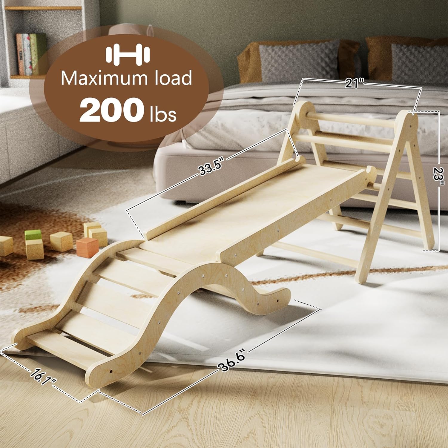 Thumbnail 6 de doowroodni Pikler Triangle Set 7in1: Premium Wooden Montessori Climber for 1–3 Year Olds