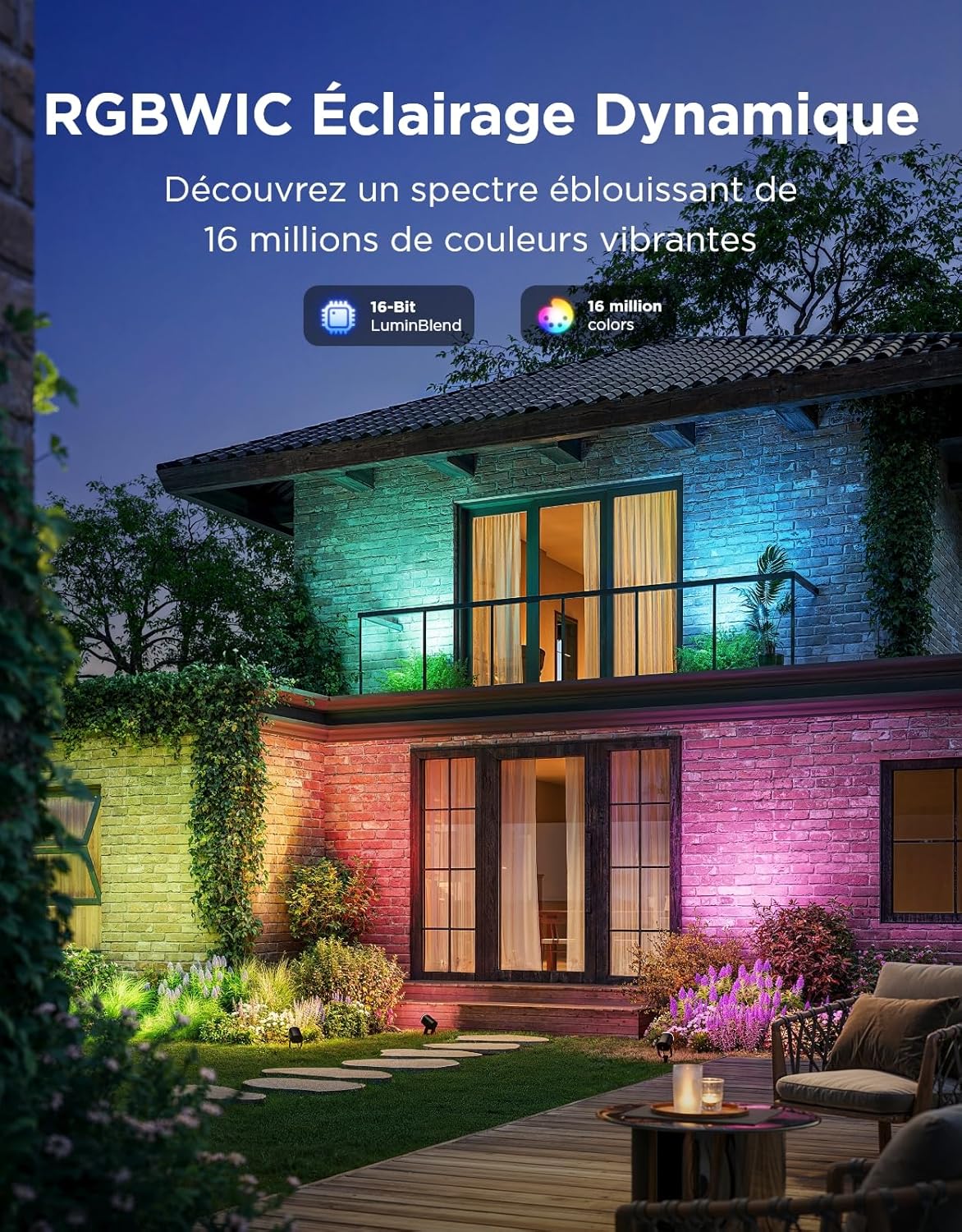 Thumbnail 1 de Govee Spots d'extérieur 2 — Projecteurs RGBWIC IP67, 2 paquets, 69 modes et contrôle Matter/Alexa/Google