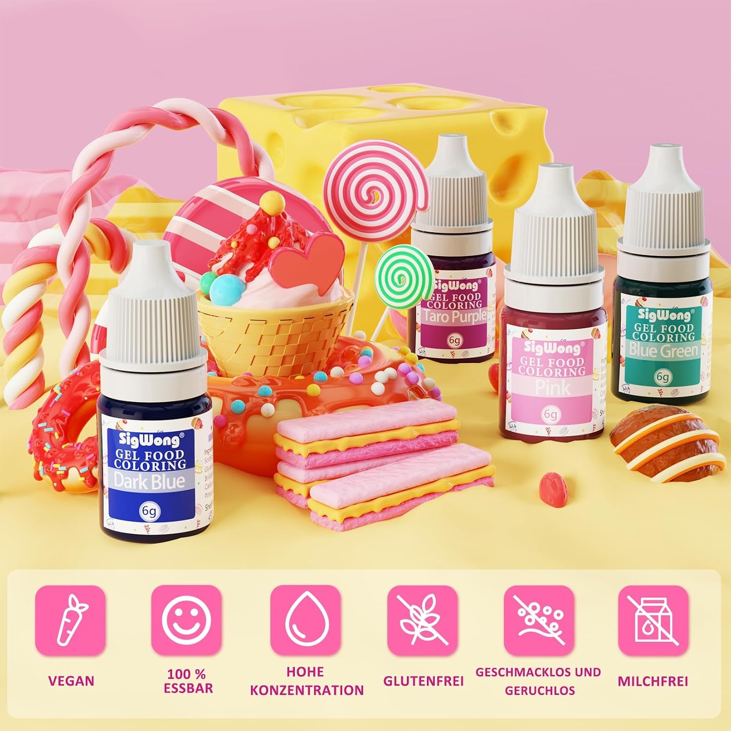 Detalle de Lebensmittelfarbe Gel 21 Farben Set 6g đš