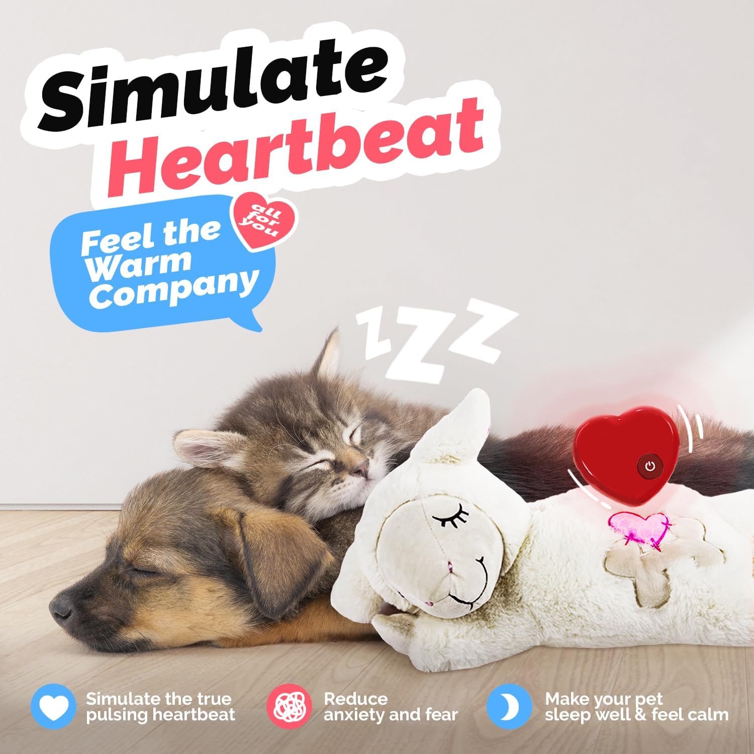 Thumbnail 1 de ALL FOR PAWS Little Buddy Heart Beat Sheep: Puppy Heartbeat Toy with Warm Pack