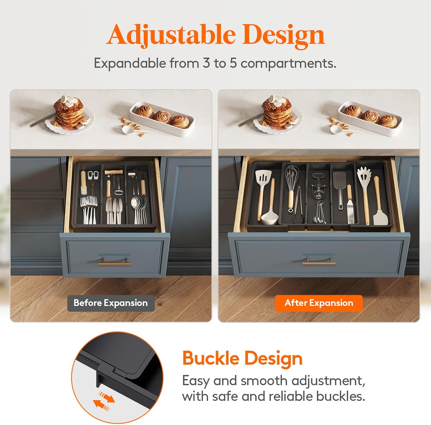Thumbnail 3 de Lifewit Utensil Organizer Expandable 13"-22" Drawer