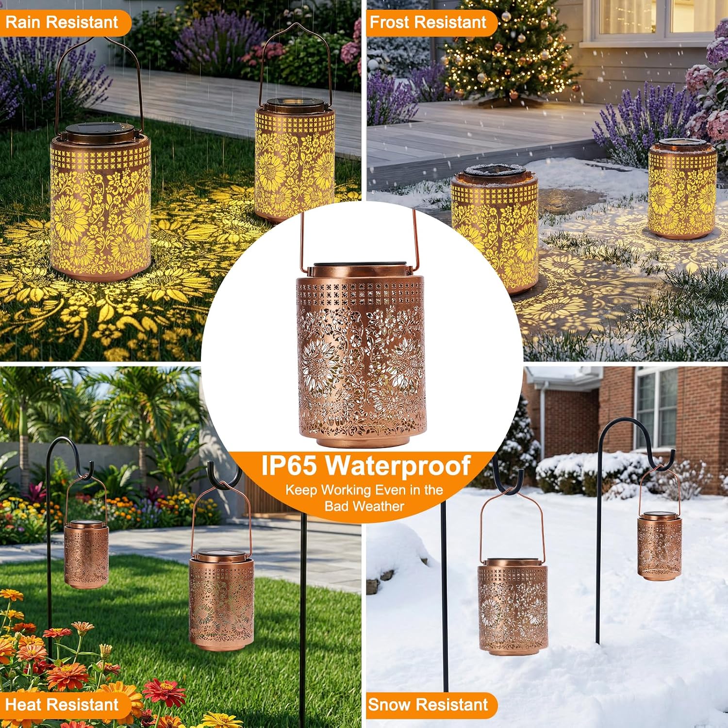 Detalle 2 de ZKLiLi Sunflower Solar Lanterns Outdoor Waterproof Hanging Solar Lights